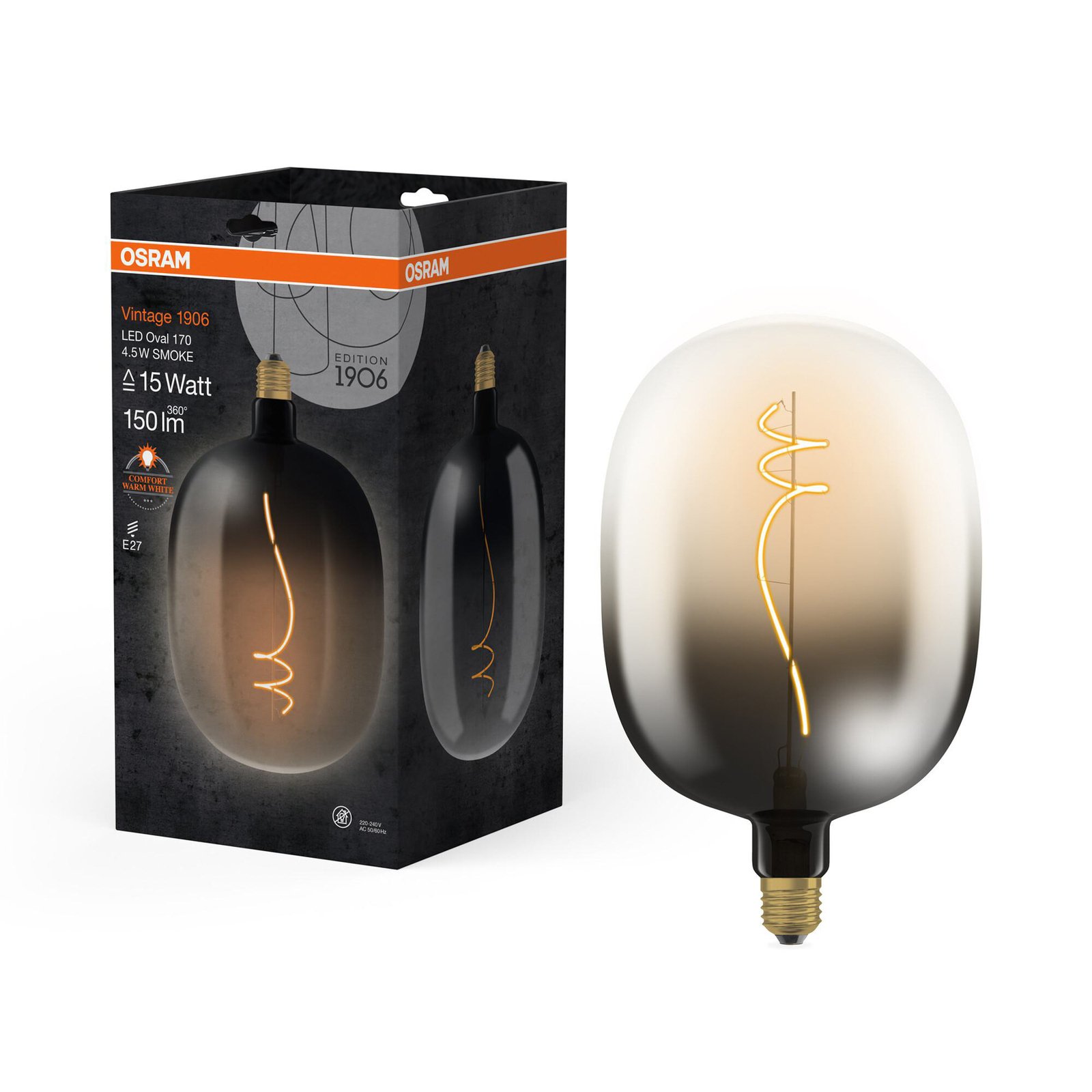 OSRAM LED Vintage 1906 Μεγάλο οβάλ E27 4,5W 818 καπνός πυράκτωσης