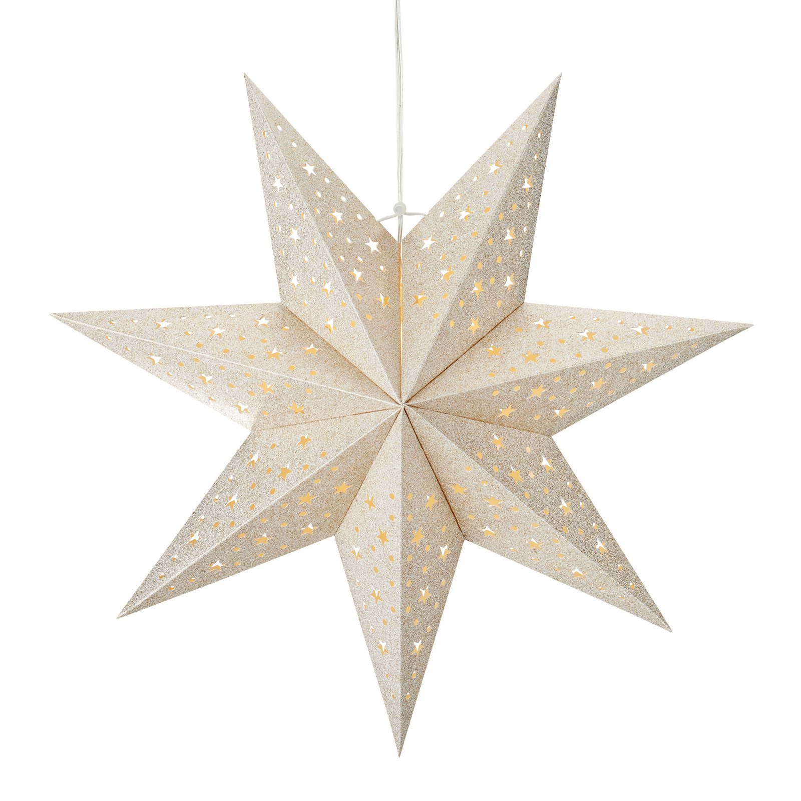 Blank LED hanging star, battery timer Ø 45 cm gold
