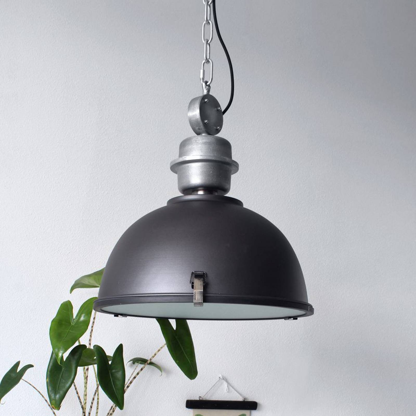 Hängeleuchte Bikkel, Ø 42 cm, schwarz, Metall, Glas, E27 günstig online kaufen