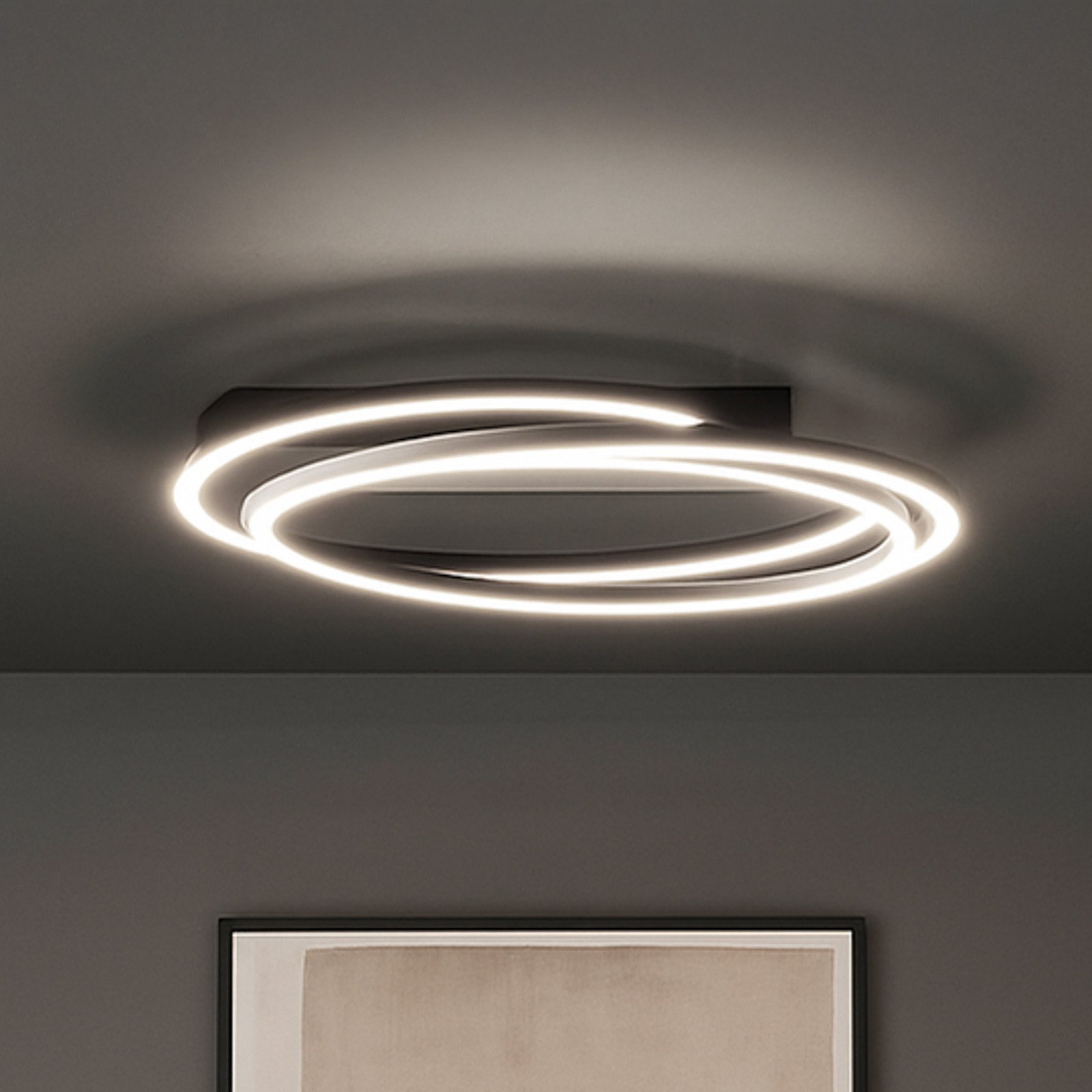 FISCHER & HONSEL Plafonieră LED Kiku Ø 56 cm negru nisip metal CCT - Camera de zi / sufragerie