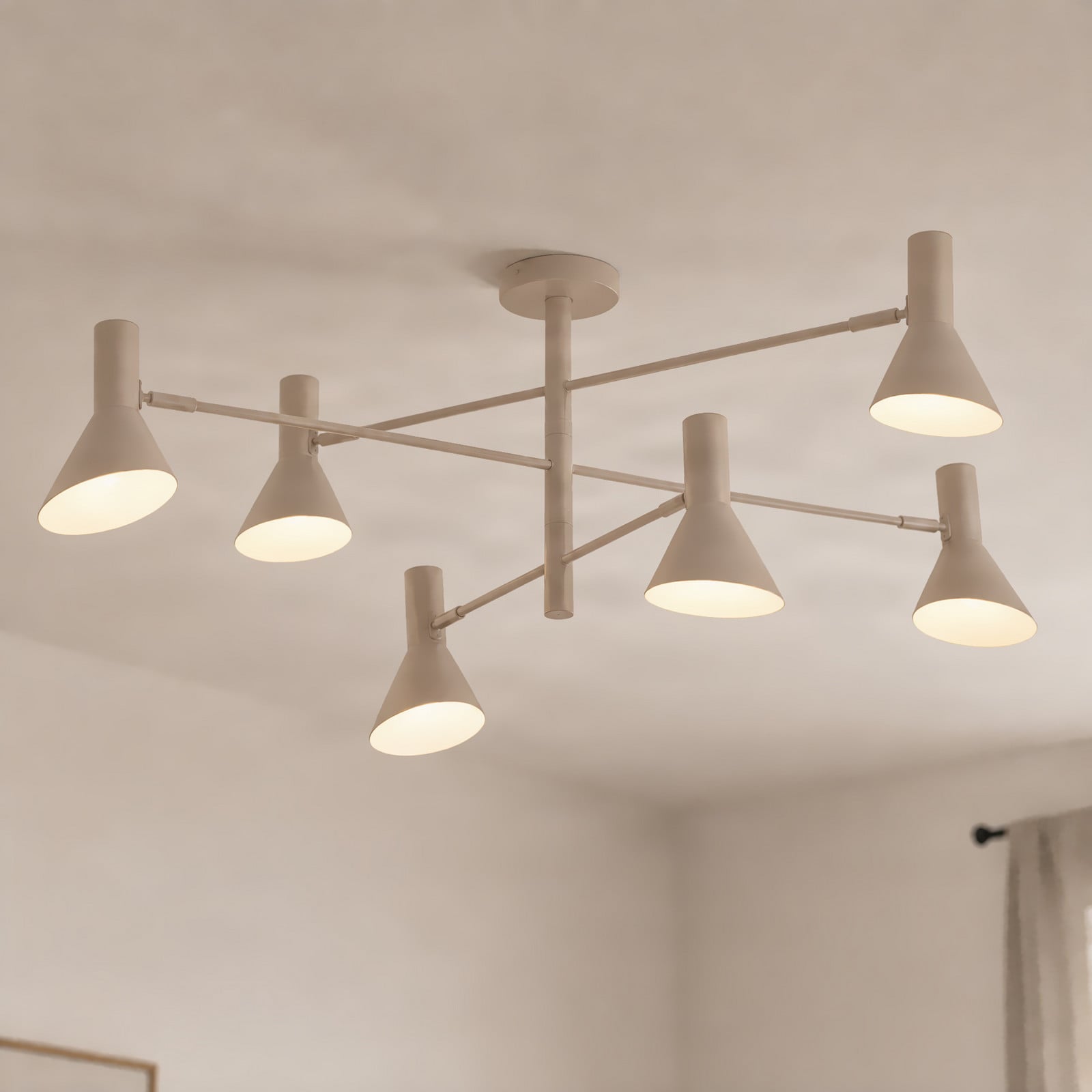 Milia downlight, beige, E14, 6 lyskilder, metall – Nola - Stue - Med flere lyskilder