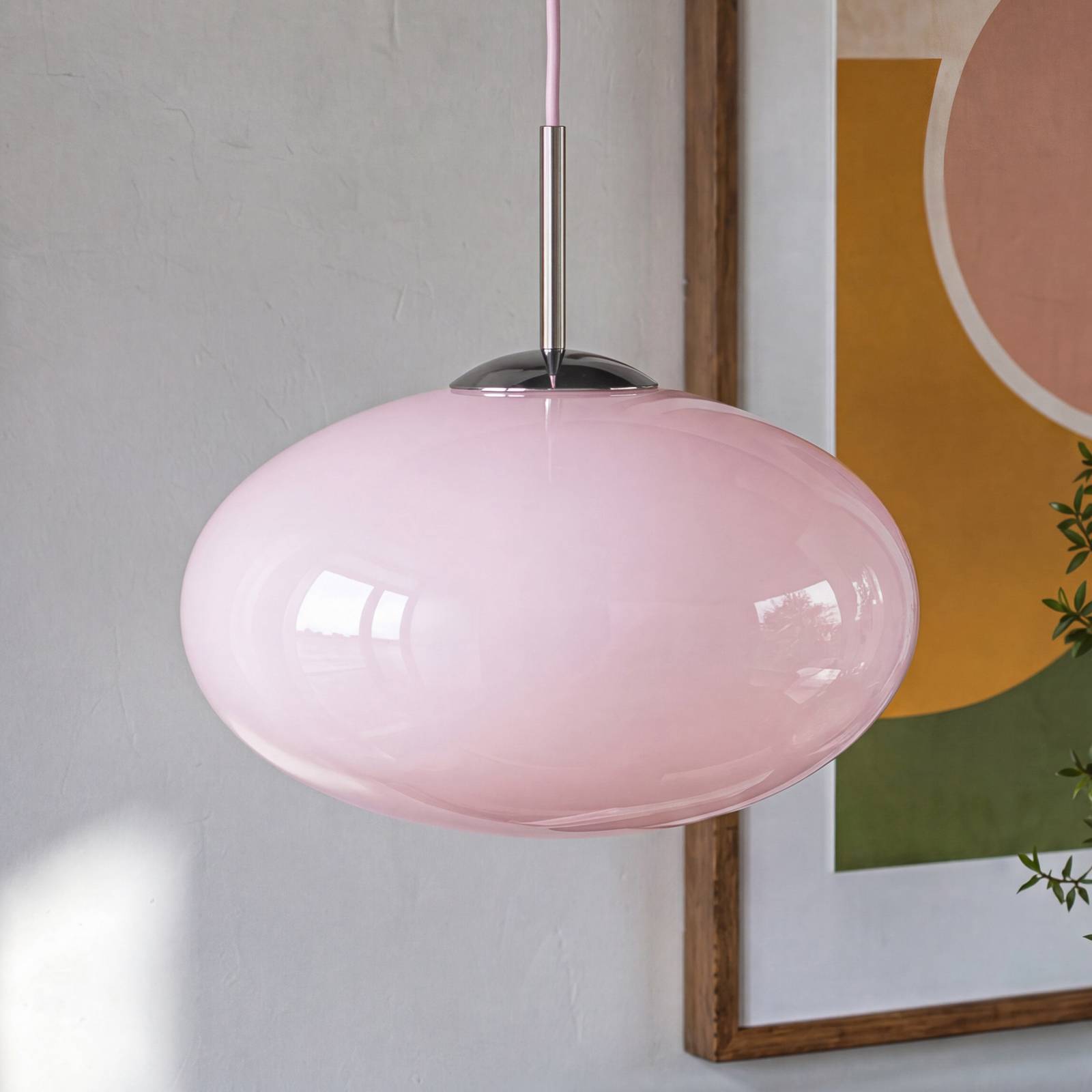 Żyrandol OSRAM Decor Forma, różowa/chromowana, Ø 31 cm, szkło