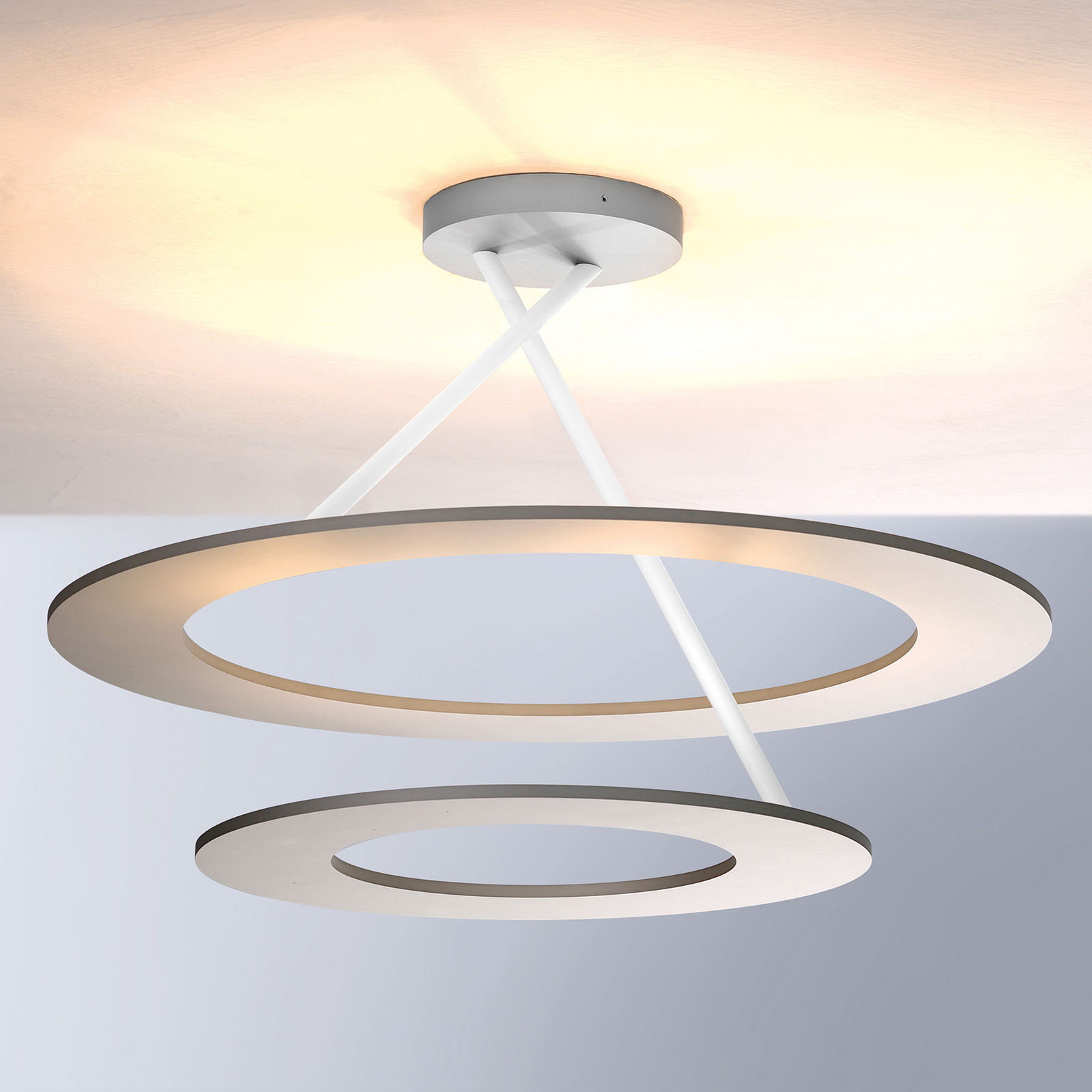 Bopp Stella LED-loftlampe, 2 ringe, alu, hvid
