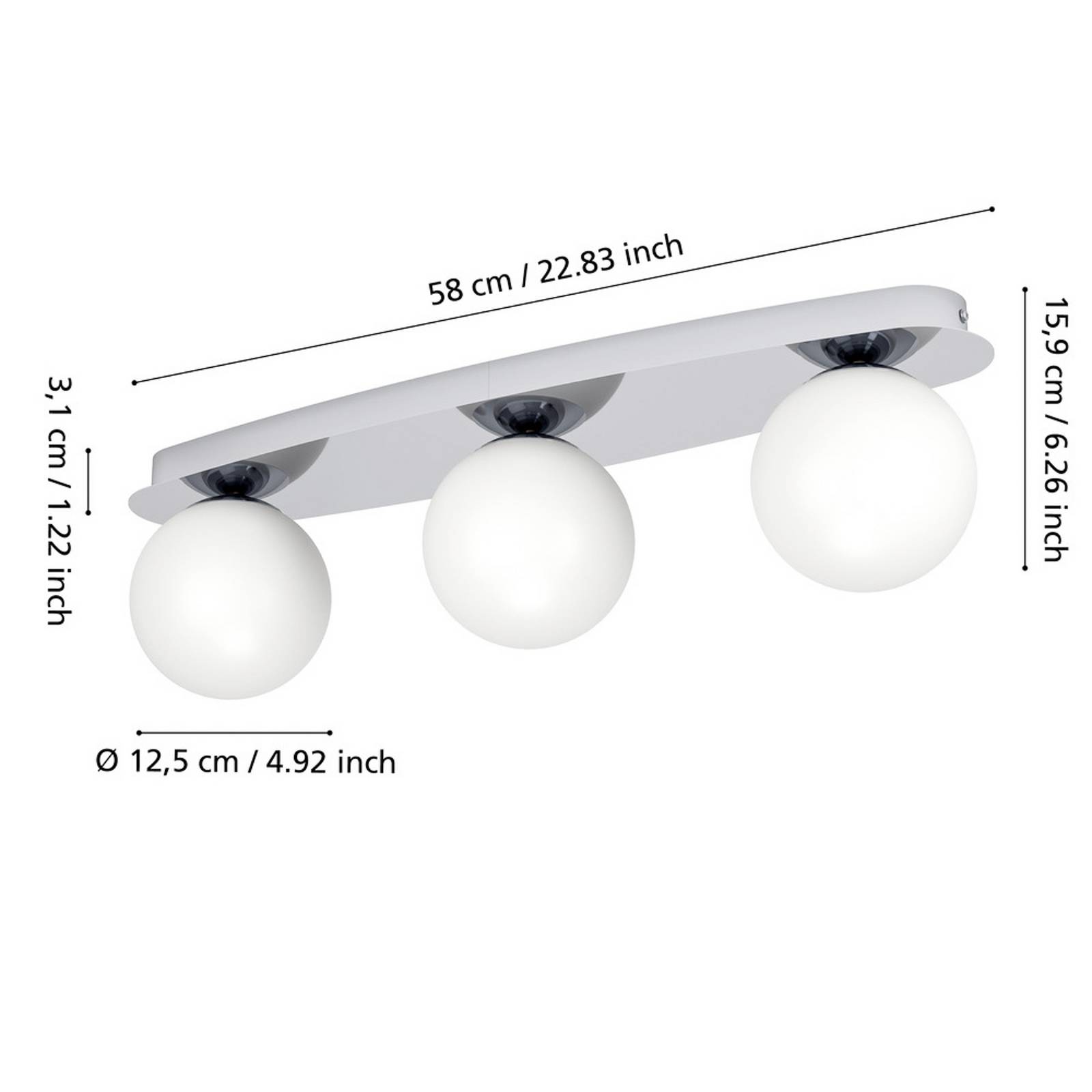 Lampa sufitowa EGLO CASTROVIDO, chrom, 58 cm, 3-punktowa, IP44, G9-LED