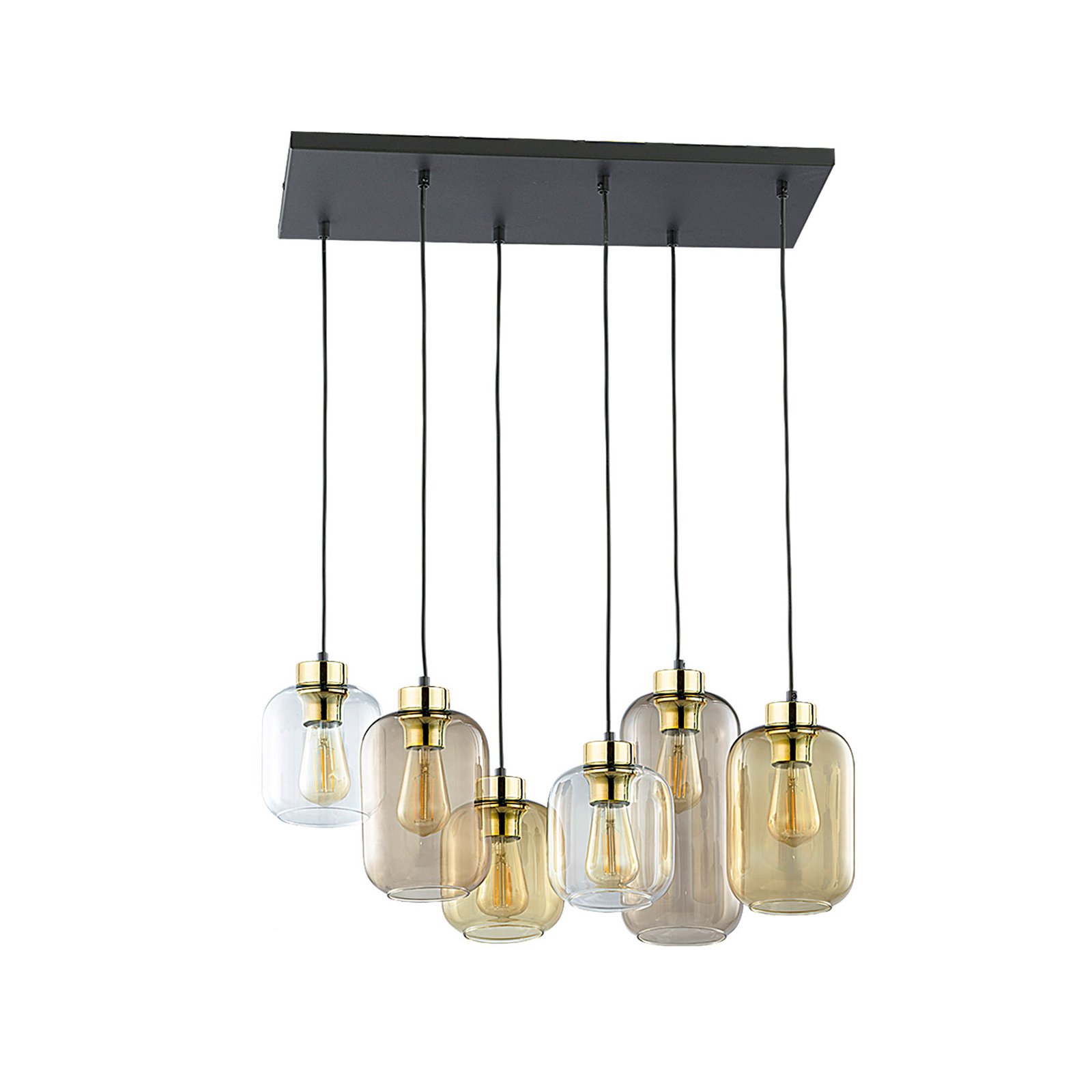 Marco Brown pendant light, 6-bulb, clear/brown