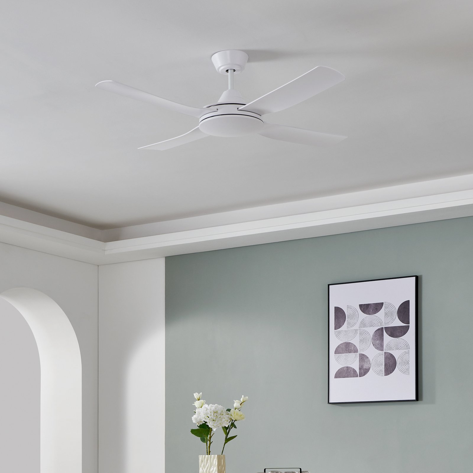 Ventilador de teto Bondi 1, branco mate, comando à distância