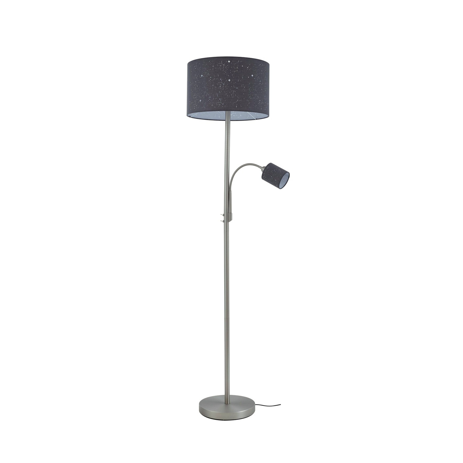Jaileen vloerlamp 170 cm, grijs, leeslampje, textiel - Lindby