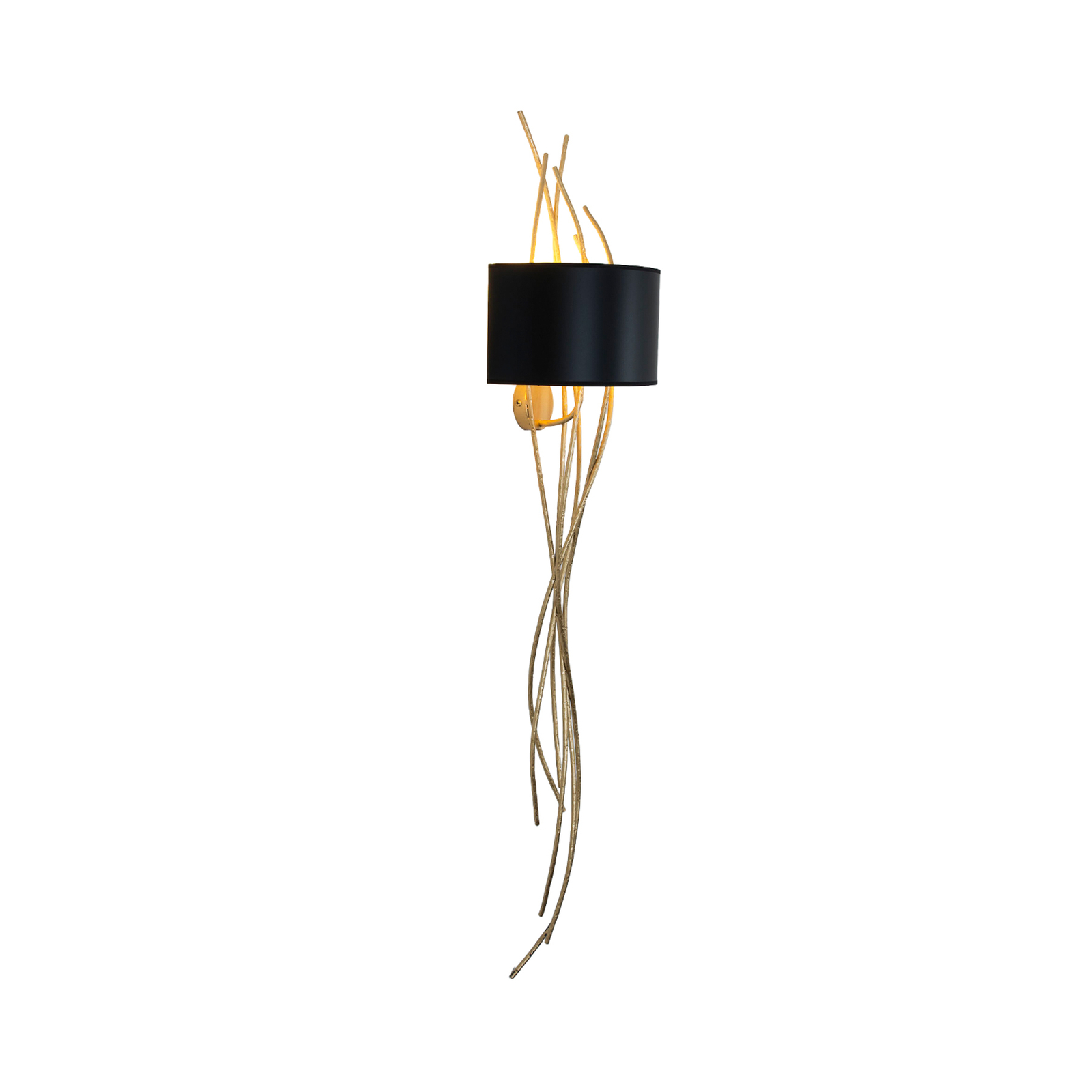 Elba lungo wandlamp, goud/zwart, hoogte 144 cm, ijzer