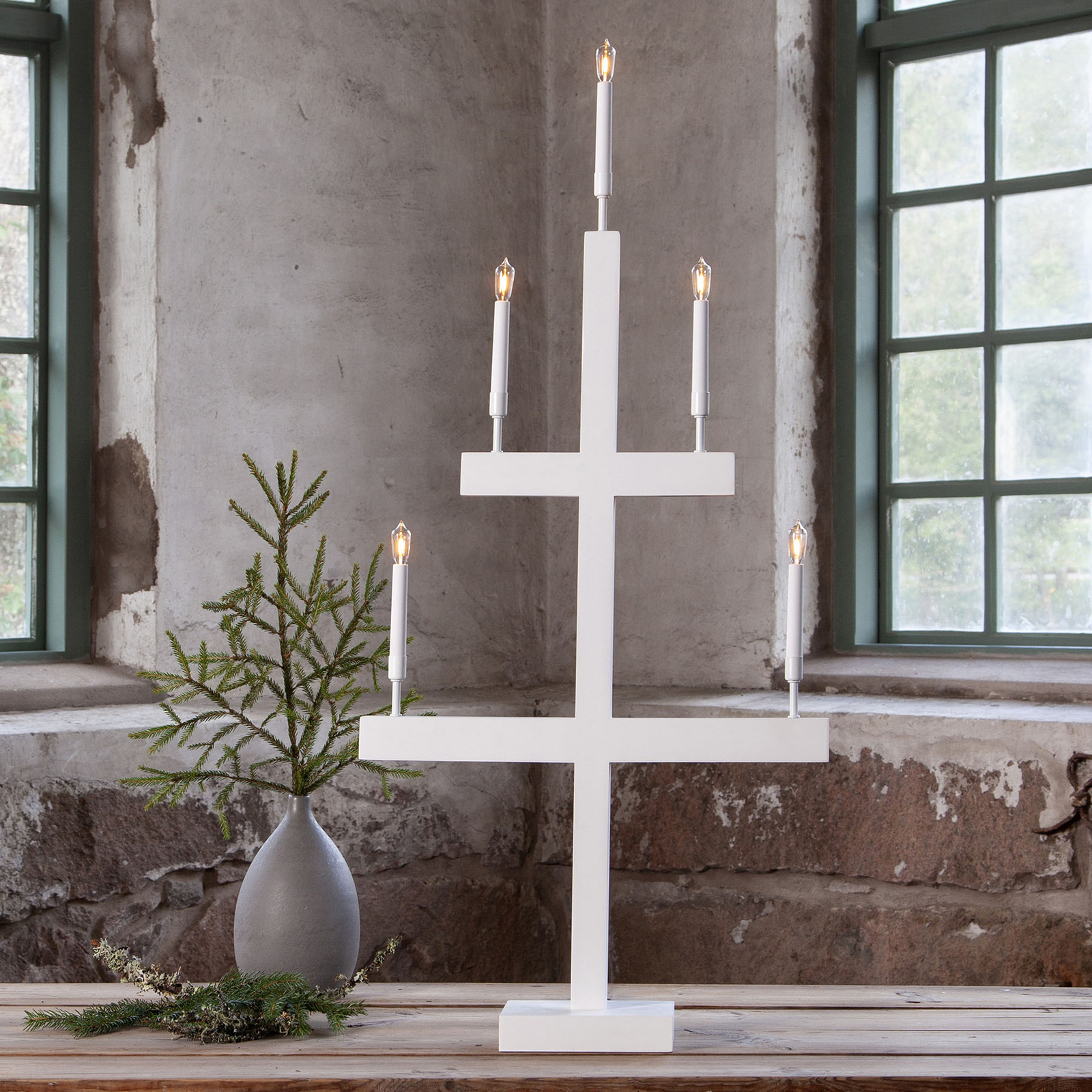 LED-Fensterleuchter Storm 5-flammig Höhe 118 cm
