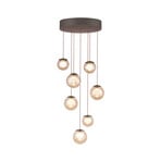 Popup LED-Hängelampe, bronze/amber Ø 40 cm, 7-flg. - PURE