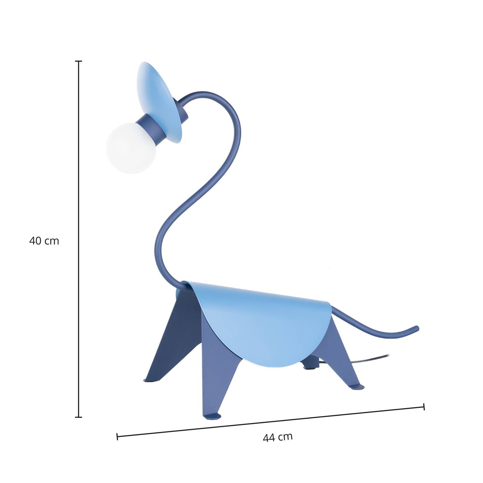 Lampa stołowa Lucande Idalina, Dino, niebieski, stal, 44 cm