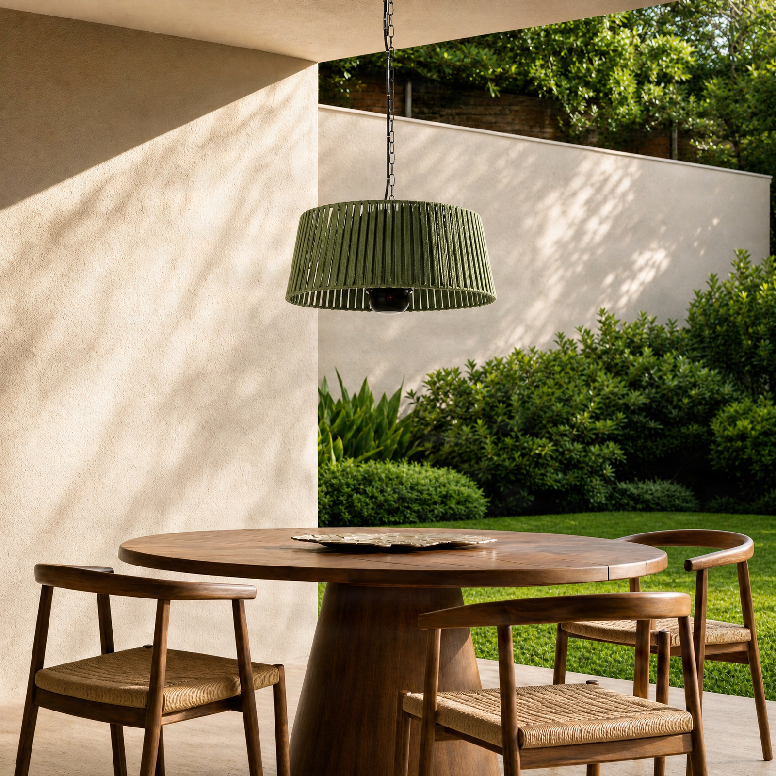 Lucande Pyravo suspended patio heater, green, aluminium, Ø 60 cm Lucande Pyravo suspended patio heater, green, aluminium, Ø 60 cm