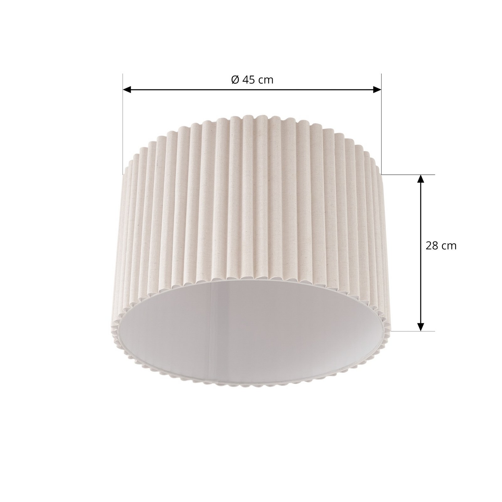 Lindby Deckenleuchte Libbie, Ø 45 cm, Leinen, cremefarben
