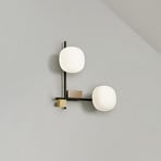 Lingotto wall light, 2-bulb, white/gold/black, glass