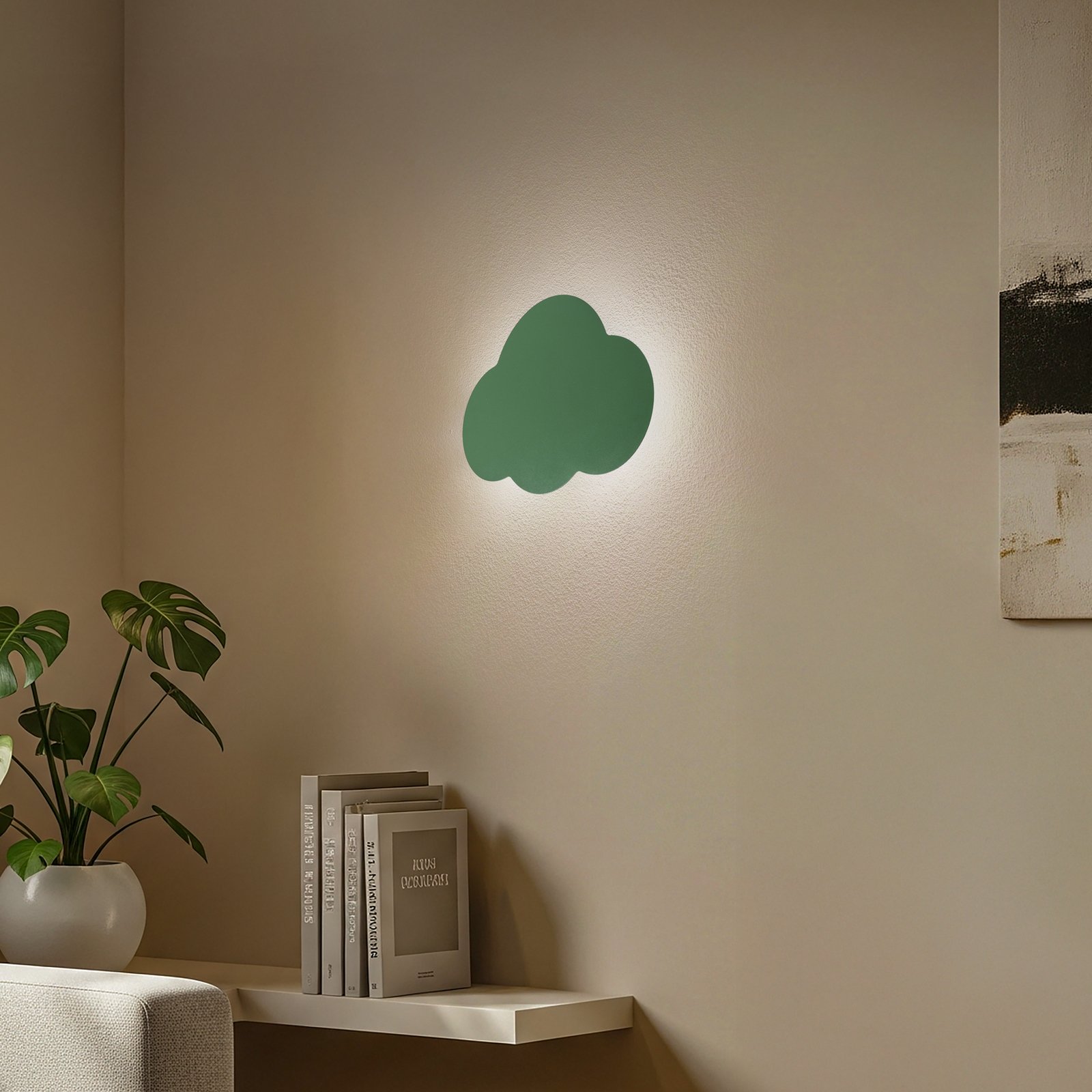 Væglampe Cloud, grøn, metal, 38 cm bred, 2 lyskilder, G9