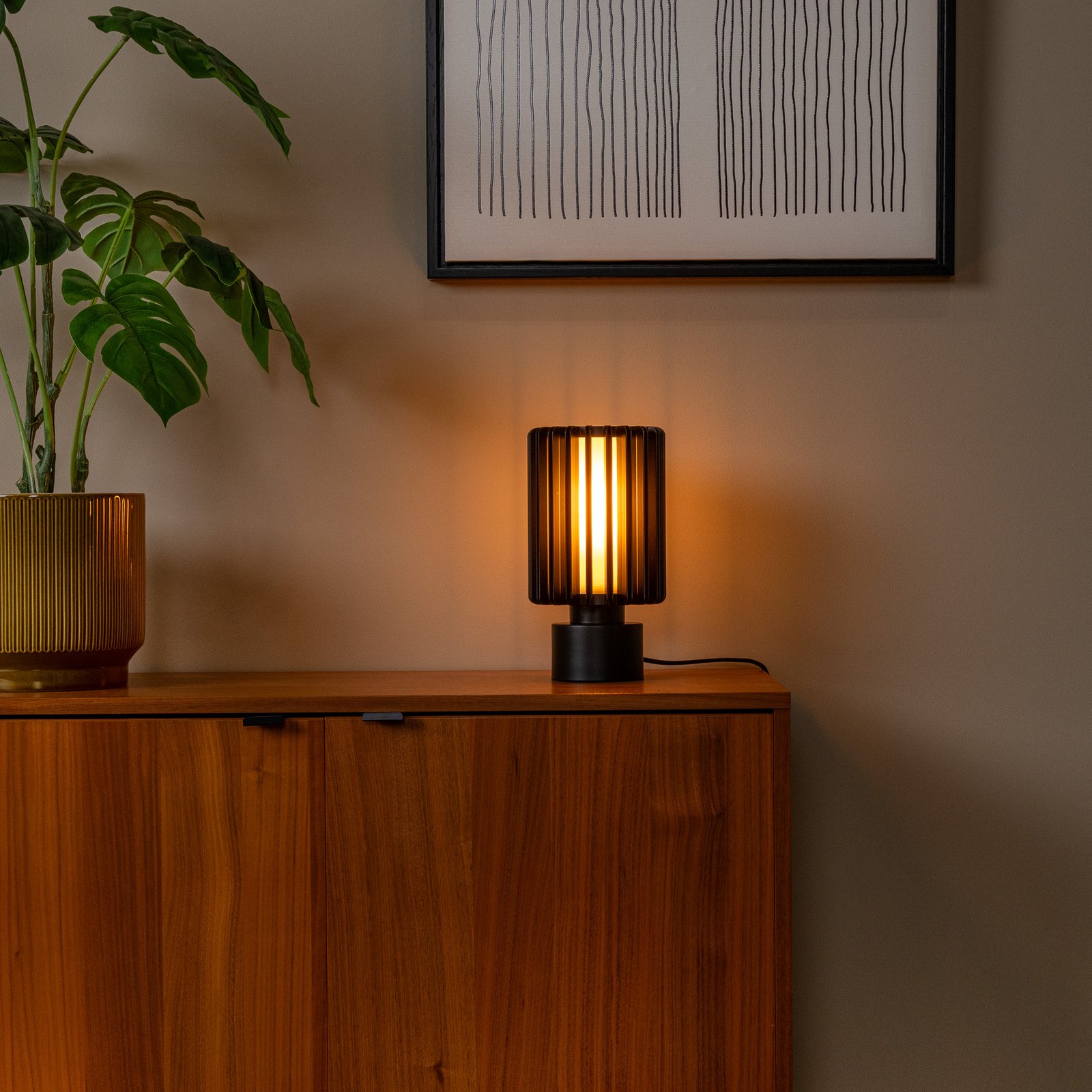 lampe à poser Lambres, noire, hauteur 27 cm, métal