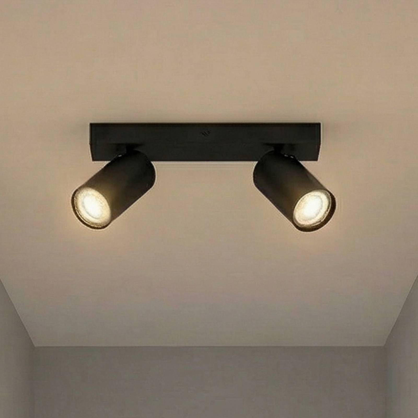 Spot pour plafond OSRAM OCTAGON noir à 2 lampes GU10-LED 927 à intensité