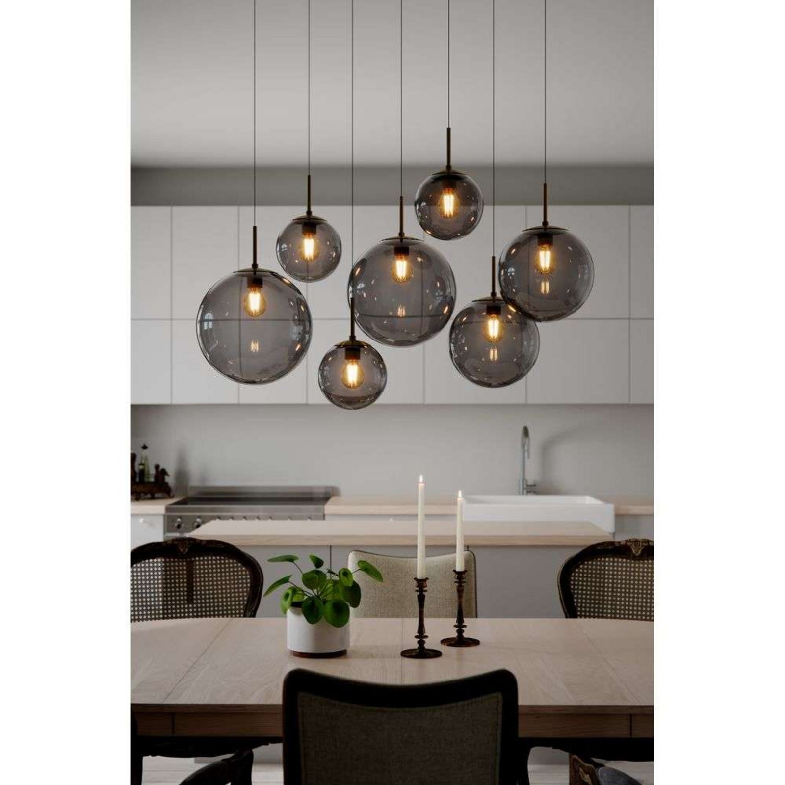 Laura 7 Suspension H153 Noir/Fumé Gris - By Rydéns