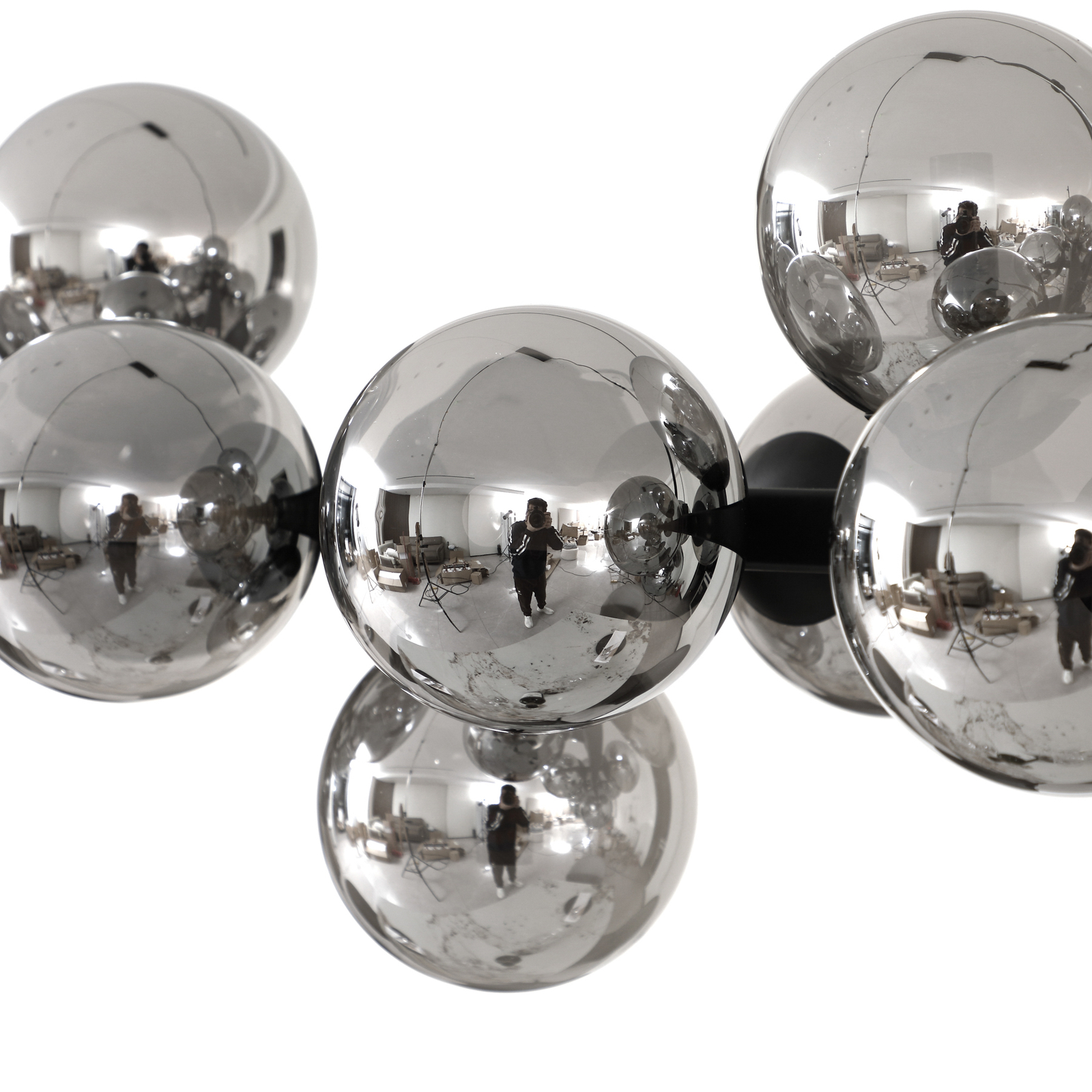 Lucande hanglamp Naelen, zwart/grijs, 125 cm, glas, G9
