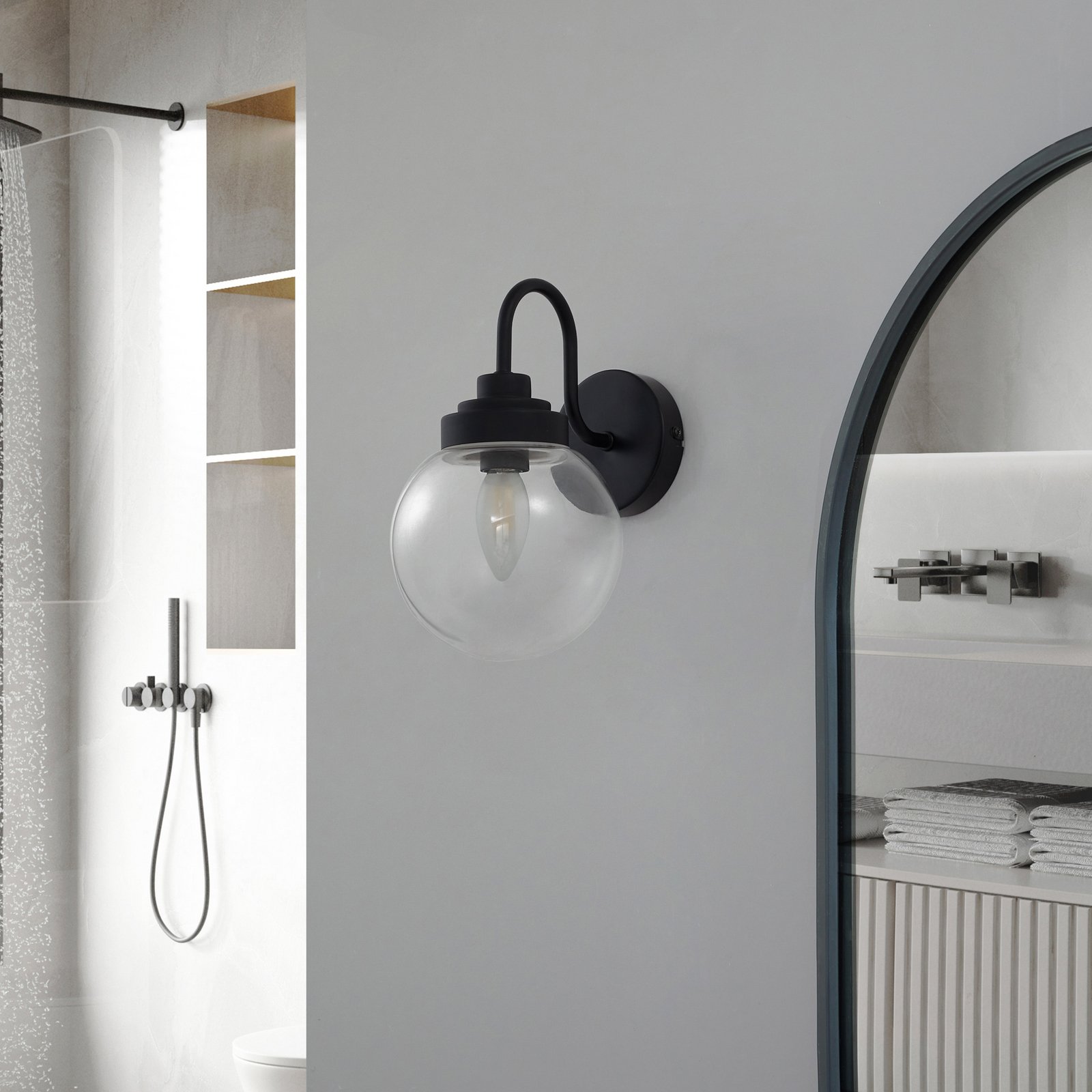 Badolo Lampa Ścienna IP44 Czarny - Lucande