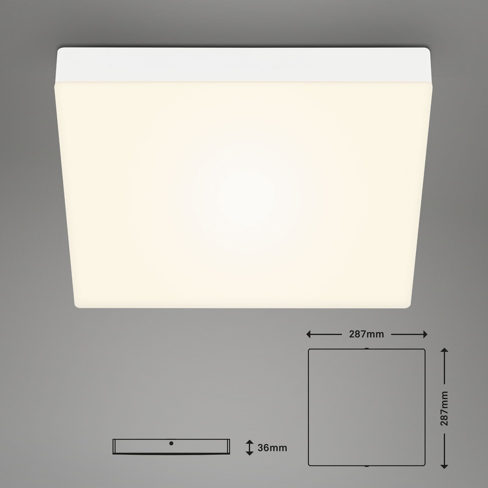 Plafoniera LED Flame, 3.000K, 28,7x28,7cm, bianco