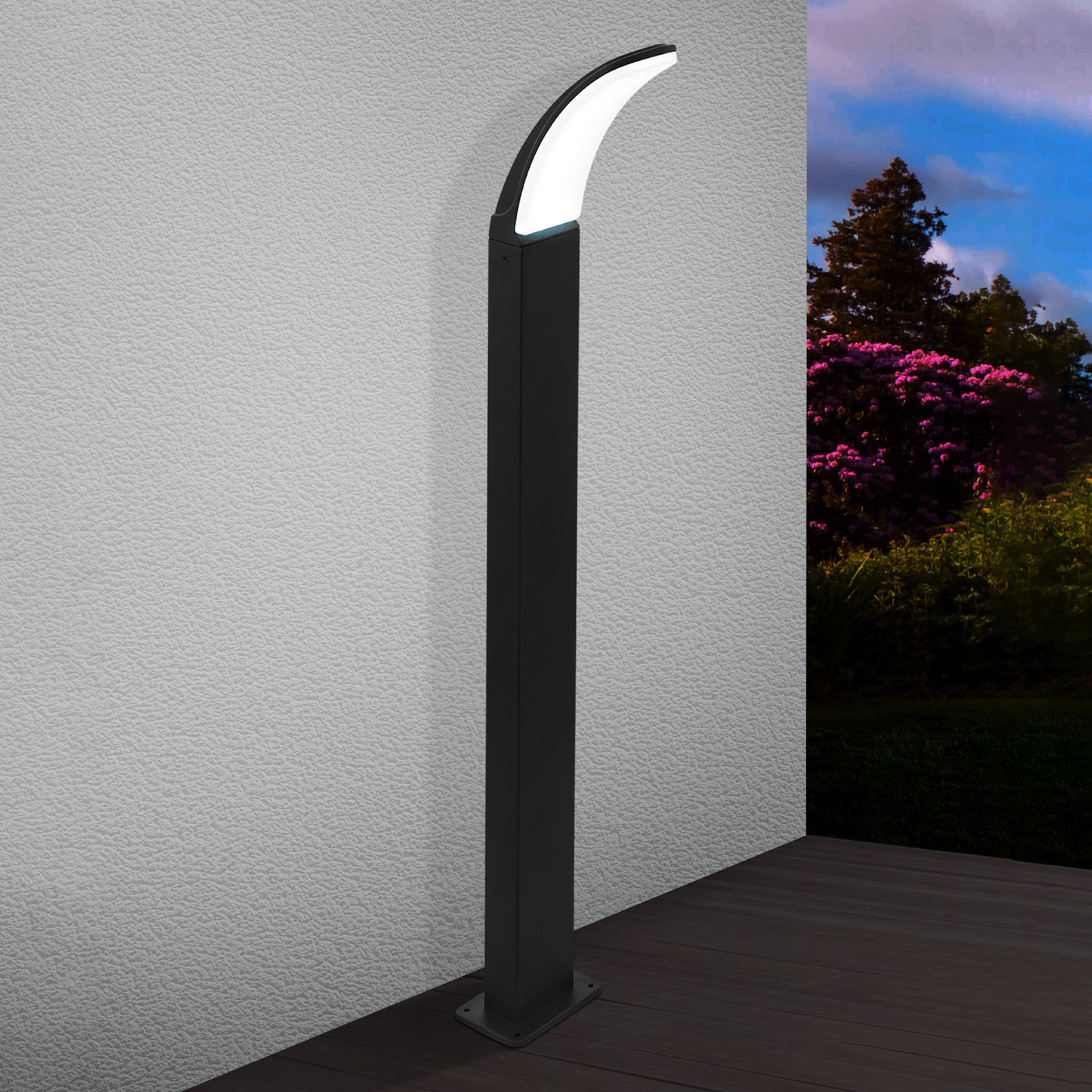 EGLO Lampă LED de trotuar Fiumicino formă arcuită - modern - negru alb - Metal