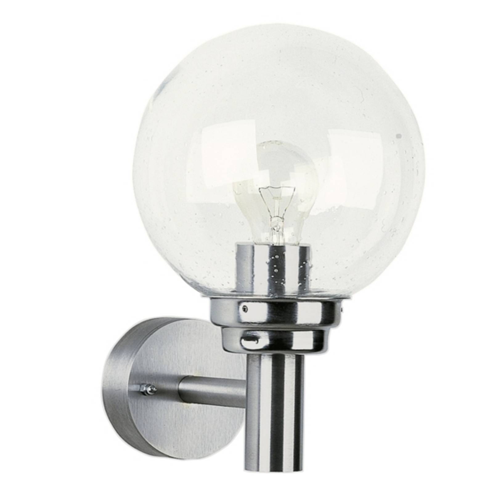 Albert Leuchten Spherical outdoor wall light 156, stainless steel, bubble glass, E27, 75 W, energy efficiency: A++, H: 31.5 cm