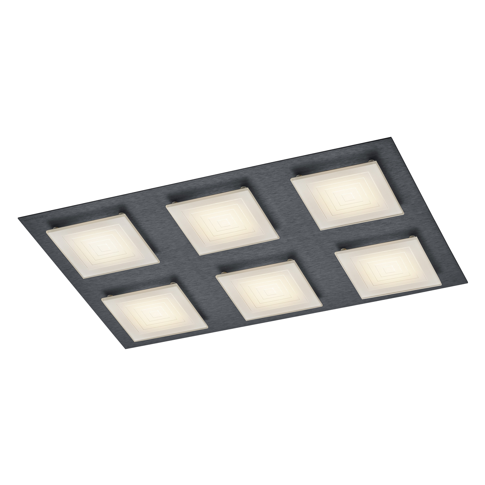 BANKAMP Ino LED ceiling light 6-bulb anthracite