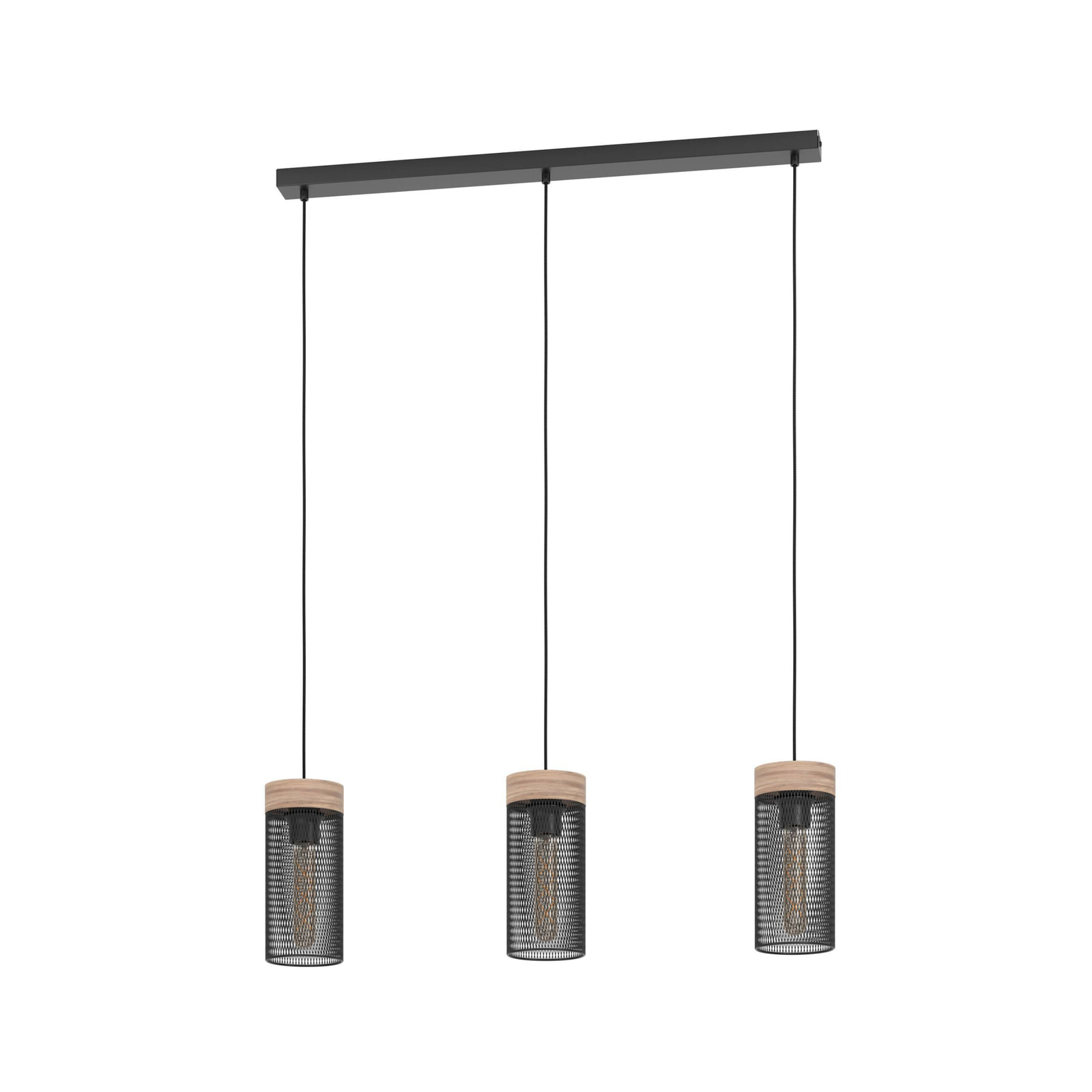 Hanglamp Klinsdale, zwart/bruin, 3-lamps.