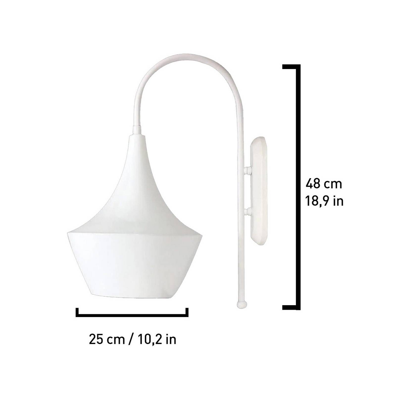 ROYALTECH Nástěnné svítidlo Bombe, bílé, kov, výška 48 cm