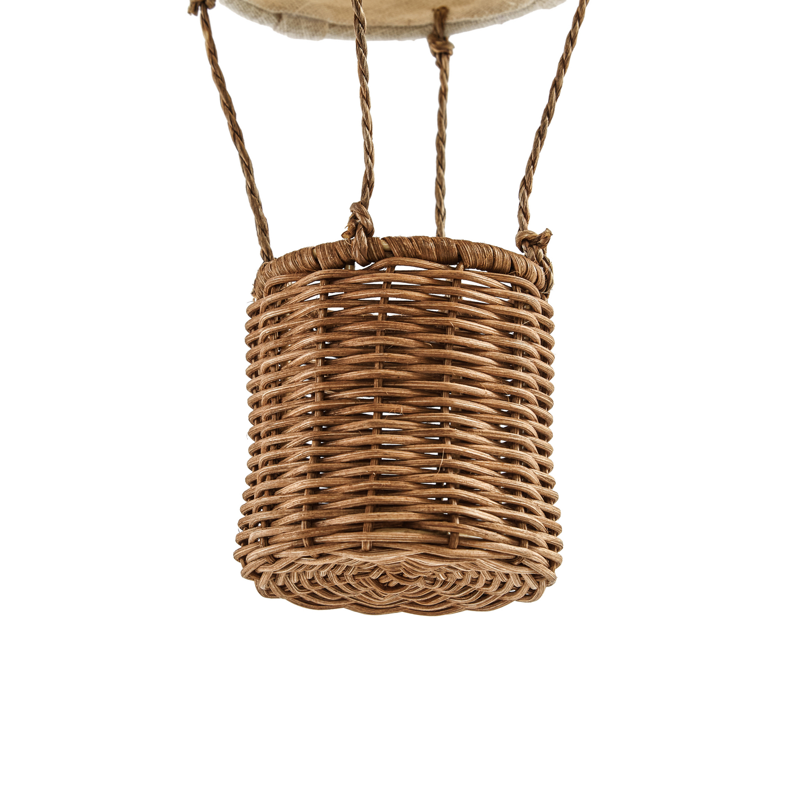 Lampada a sospensione per bambini Aeris, Ø 35 cm, tessuto/rattan, beige, E27 -