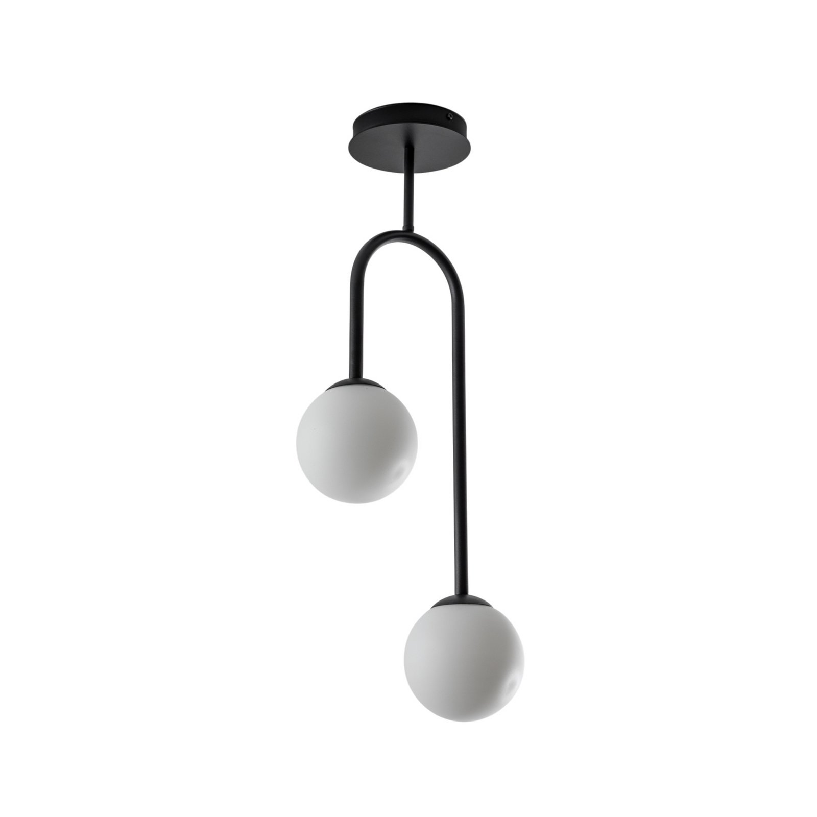 Plafonnier Atria, opale/noir, hauteur 76 cm, métal, à 2 lampes Plafonnier Atria, opale/noir, hauteur 76 cm, métal, à 2 lampes