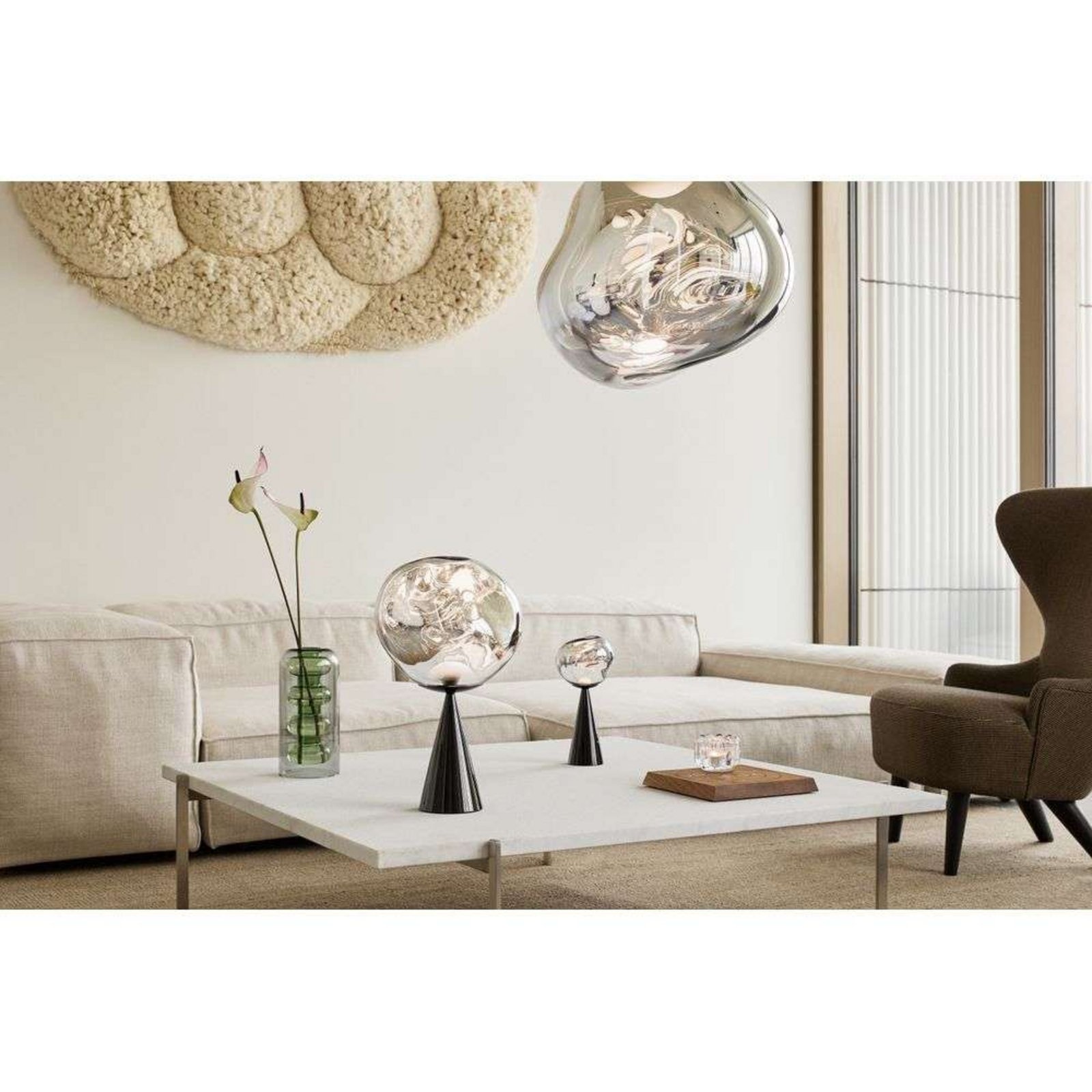 Melt Cone Fat Table Lamp Opal/Silver - Tom Dixon