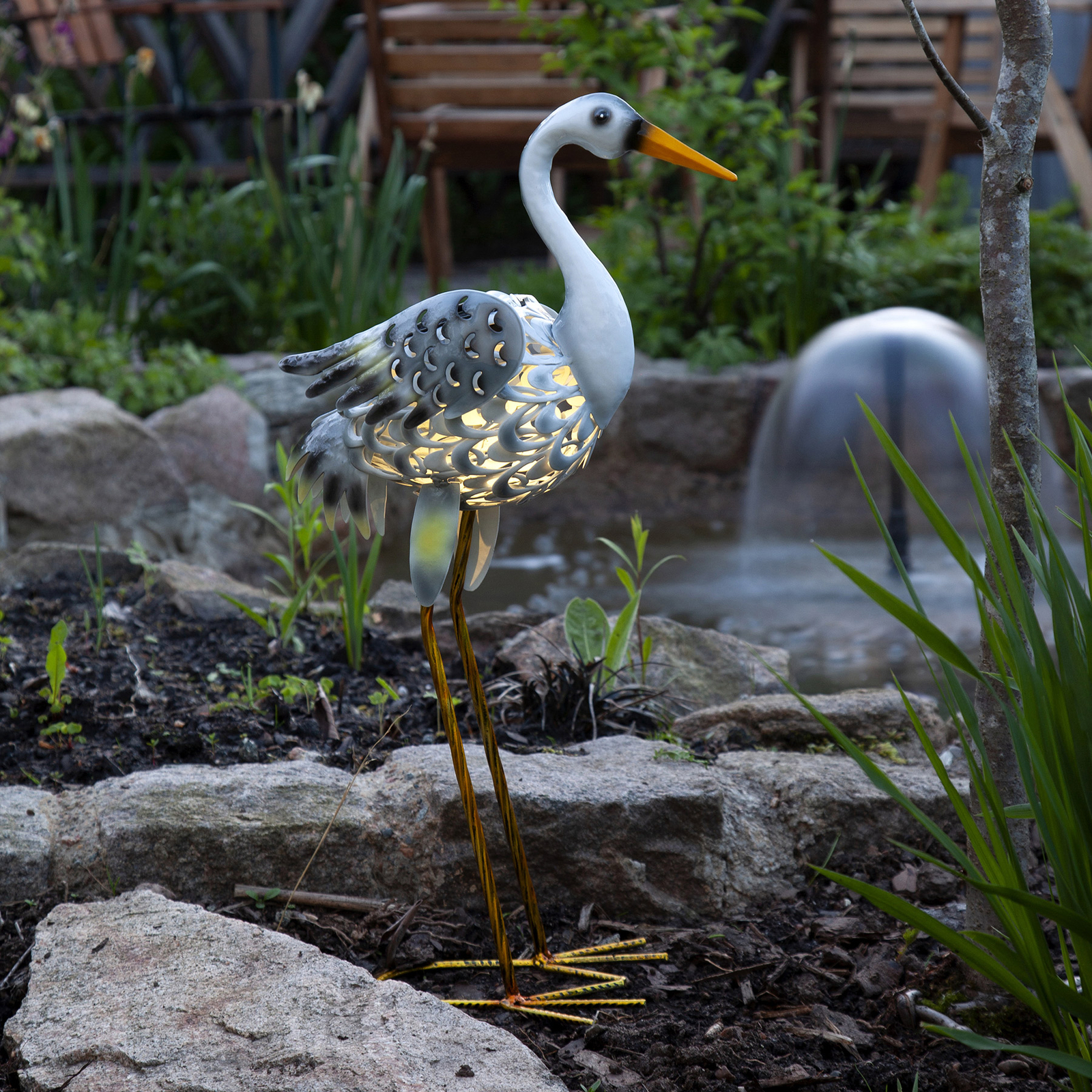 Lampe solaire LED Heron, figurine de héron