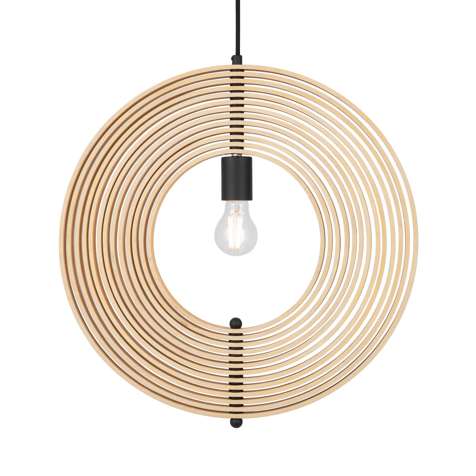 Maytoni Roots hanglamp, bolvorm, Ø 50 cm, hout/zwart