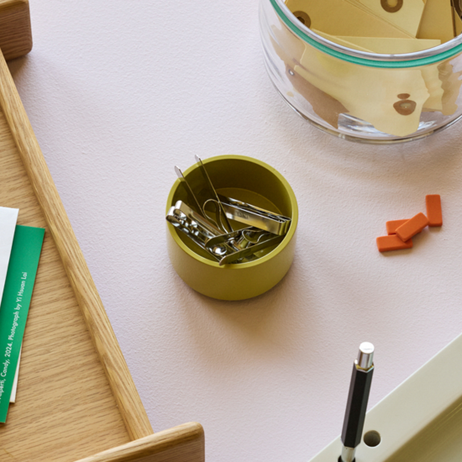 Juego de 3 cajas de almacenamiento Kanso en azul/gris claro/amarillo - Hübsch