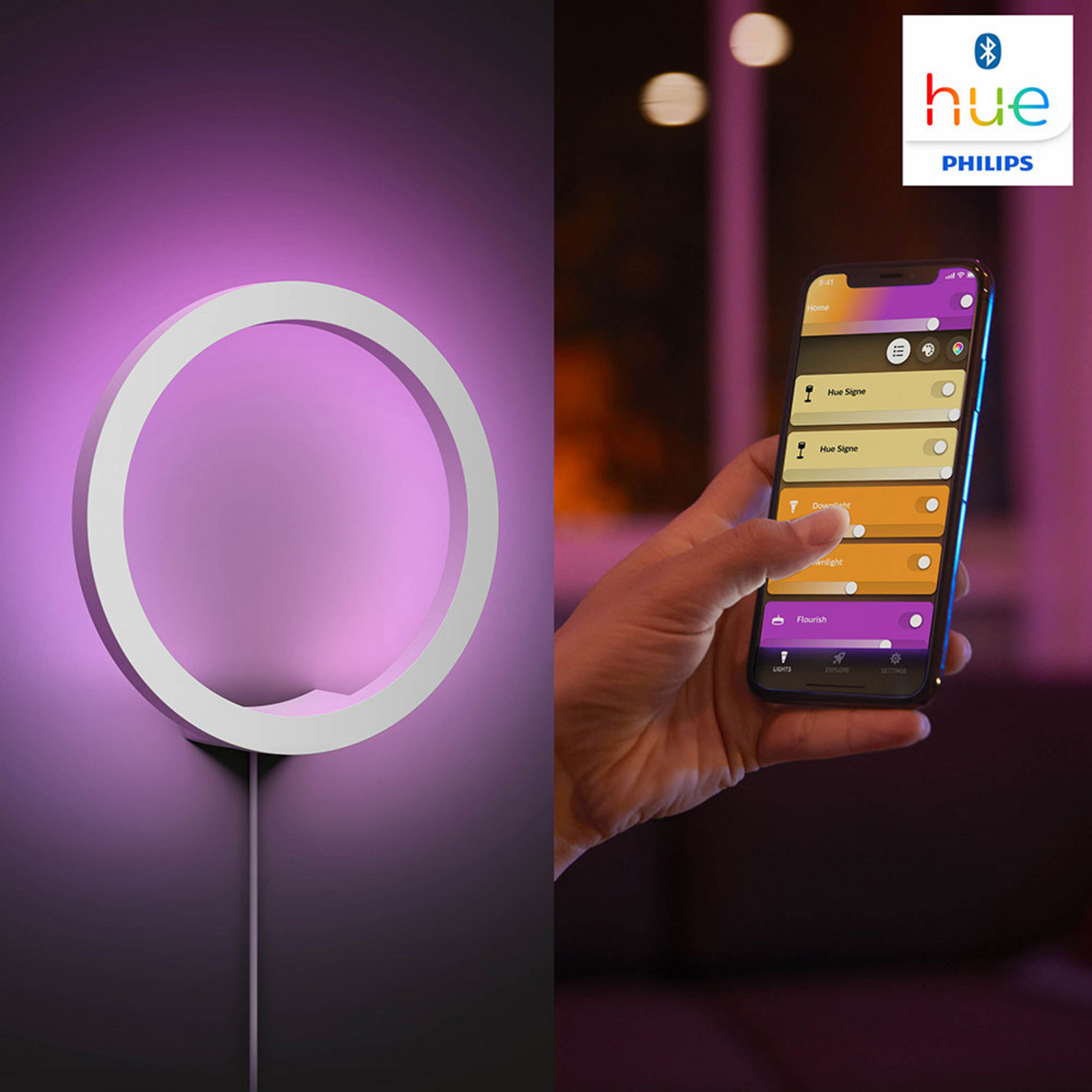 Sana Hue Aplică de Perete White Bluetooth White/Color Amb. - Philips Hue