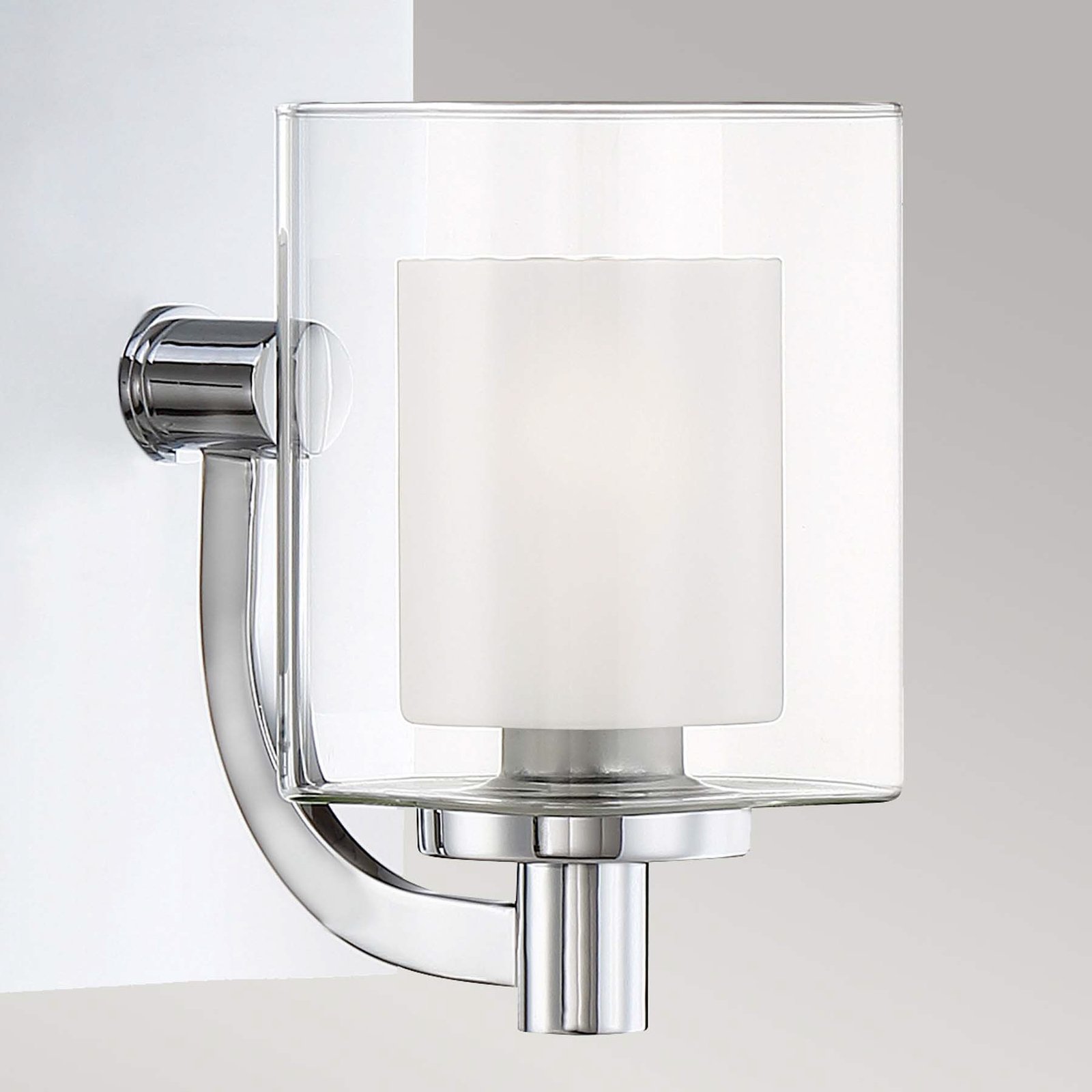 Kolt IP44 wall light with double glass shade, 1-bulb