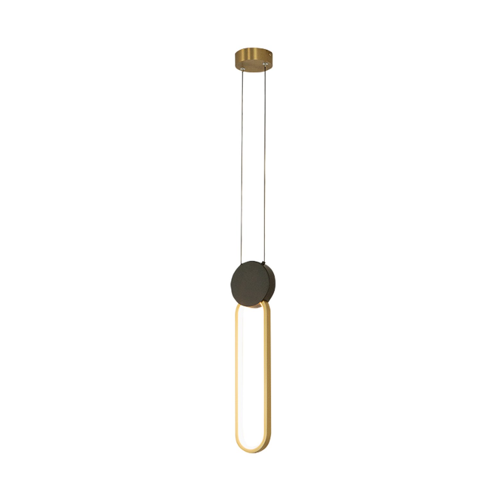 LED pendant light 23101, golden, black ring, aluminium