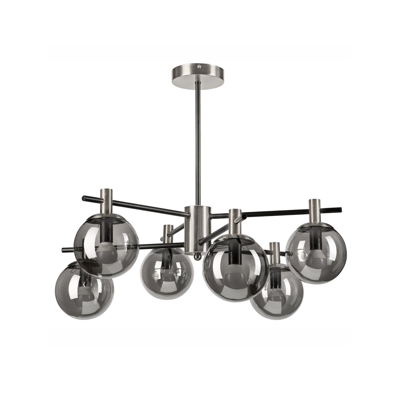 Deckenlampe Lilou, Ø 53cm, rauchgrau, Glas/Metall, 6-flg.