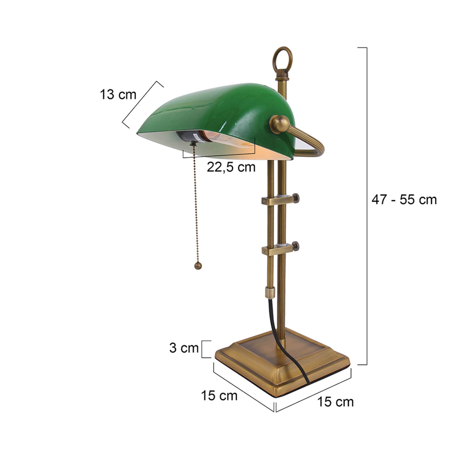 Ancilla desk lamp, adjustable, bronze/green