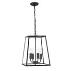 Lantern hanging light, black, four-bulb