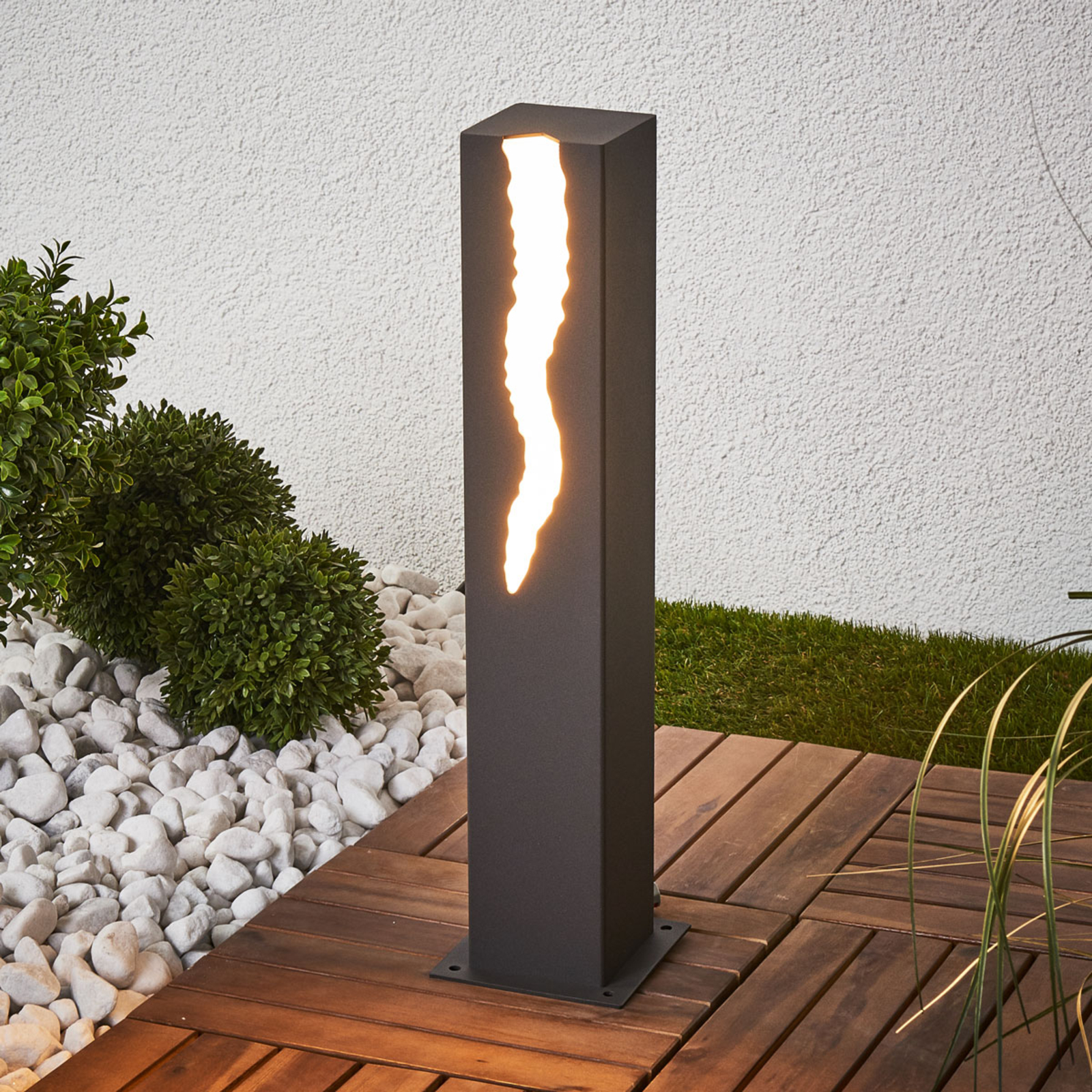 Deko-Light El Rayo LED pillar light with unilateral, die-cast aluminium, PPMA, 4 W, energy efficiency: A+, L: 8.5 cm, W: 8.5 cm, H: 50 cm
