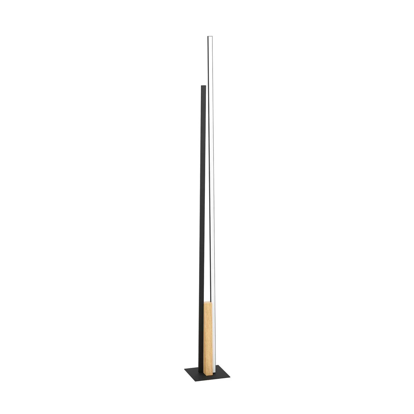 Lampa stojąca LED Panagria, czarna z drewnianymi detalami