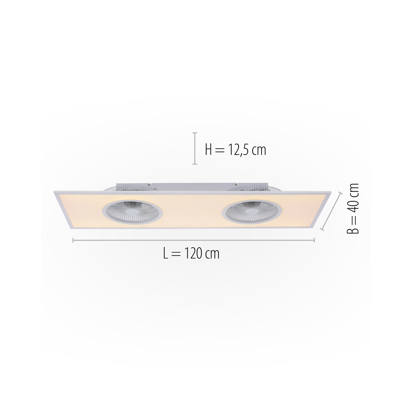 LED-takfläkt Flat-Air, CCT, vit, 120x40cm