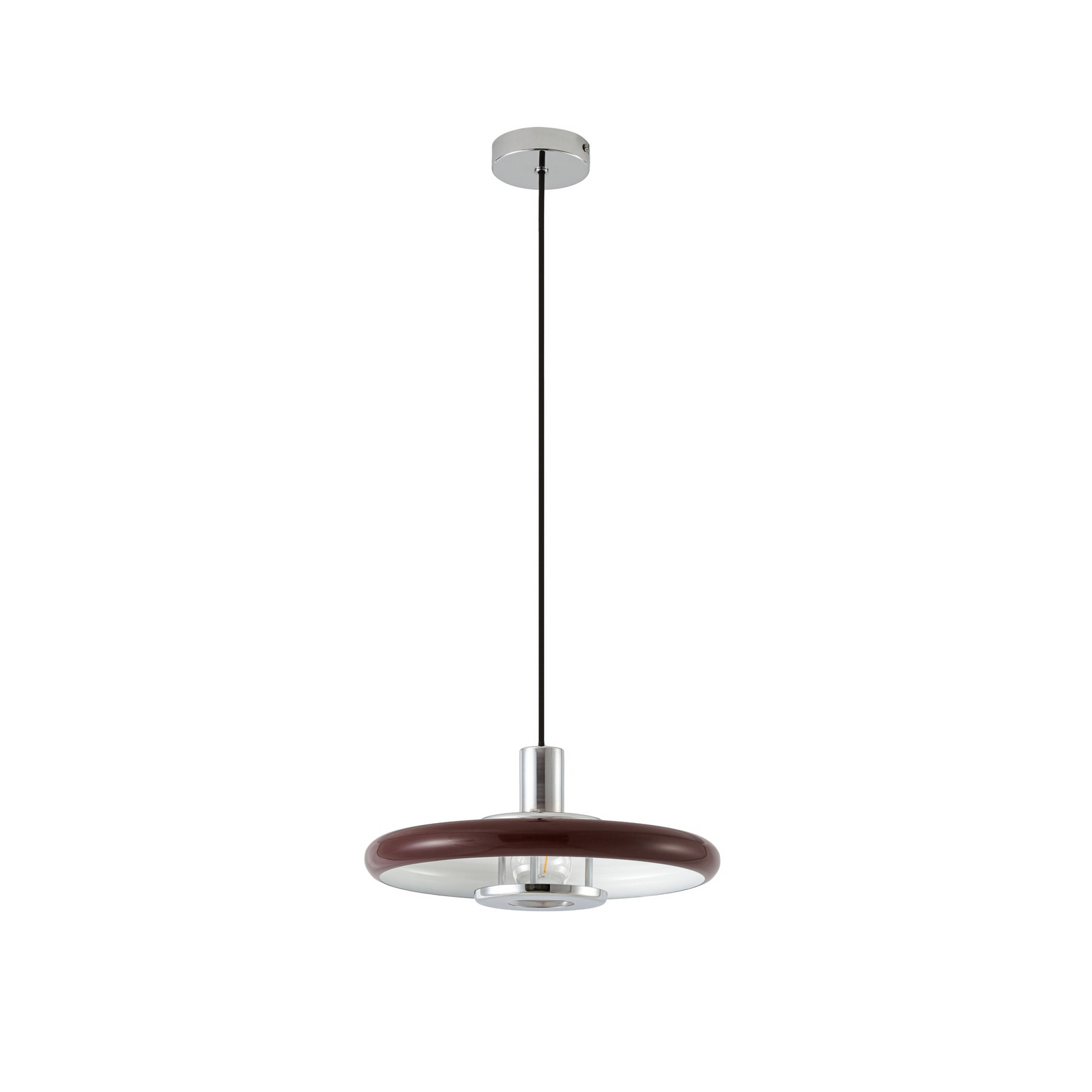 Lindby hanglamp Branford, retro, Ø 35 cm, bordeauxrood, metaal
