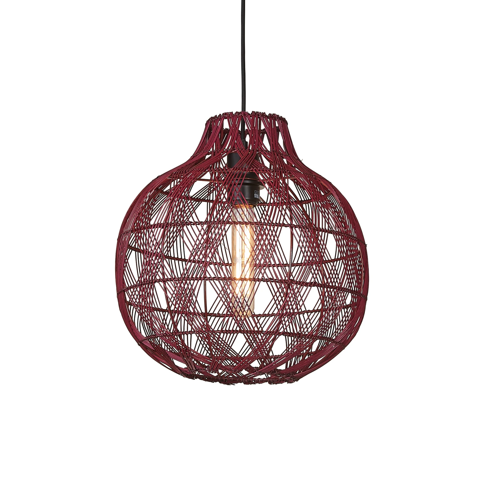 GOOD & MOJO Lampada a sospensione Mendoza, rossa, Ø 35 cm, bambù, E27