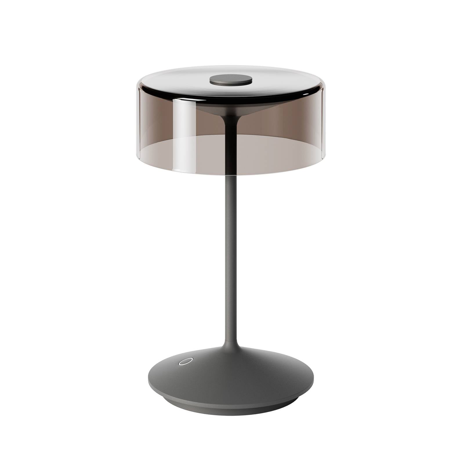 LED-Akkutischleuchte Numotion, graphit, Glas, IP54, dimmbar