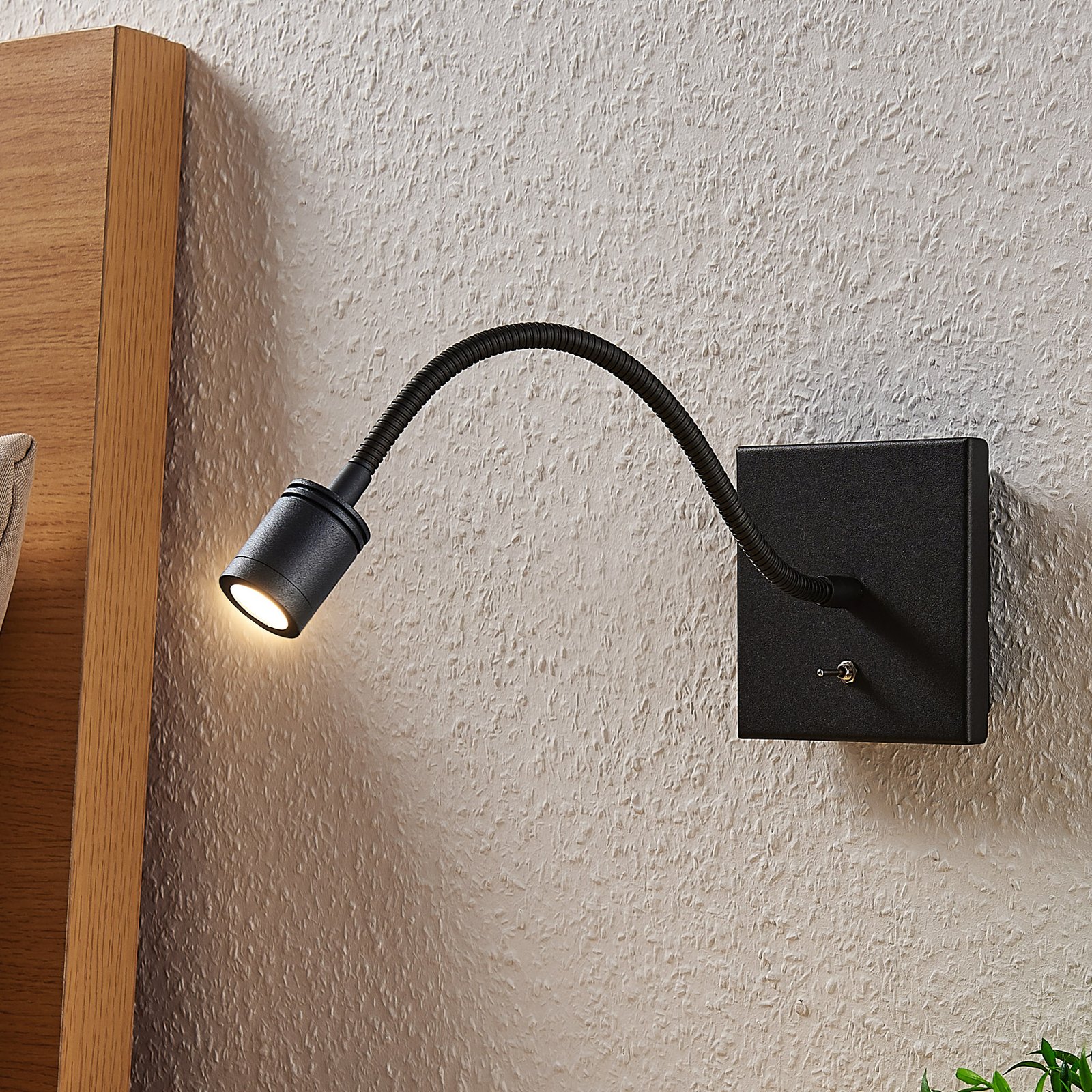 Lindby LED-Wandlampe Mayar, 2er, schwarz, Leselampe, 11 cm