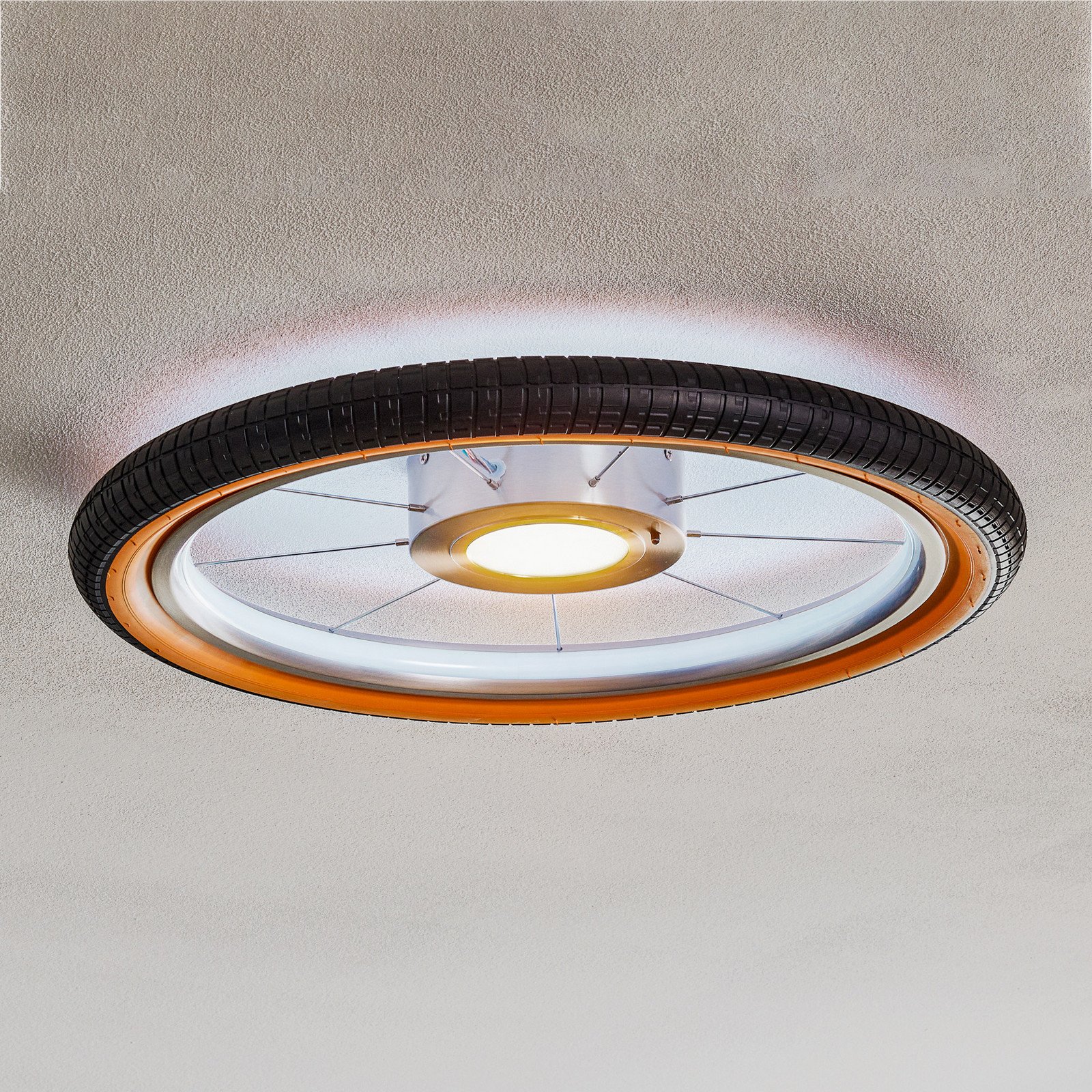 Evotec Wheel plafonieră LED RGB neagră - Camera de zi / sufragerie - oțel inoxidabil negru - Metal